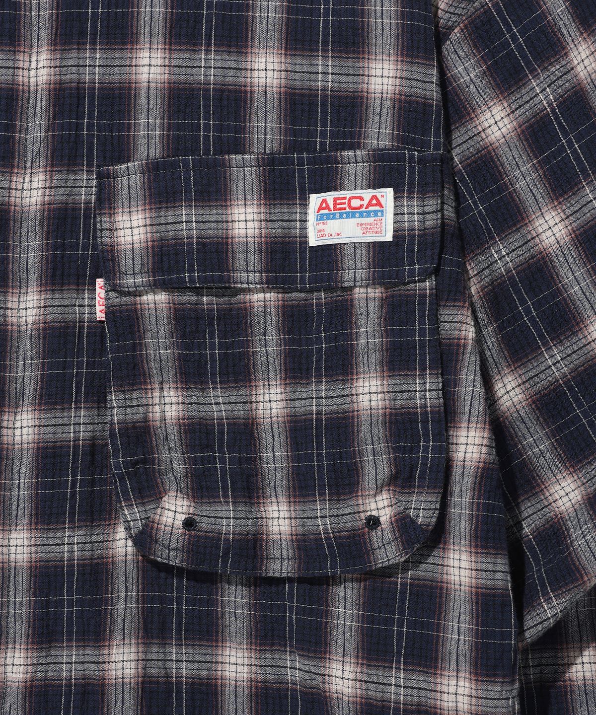 에이카화이트(AECA) FATIGUE CHECK SHIRTS-NAVY