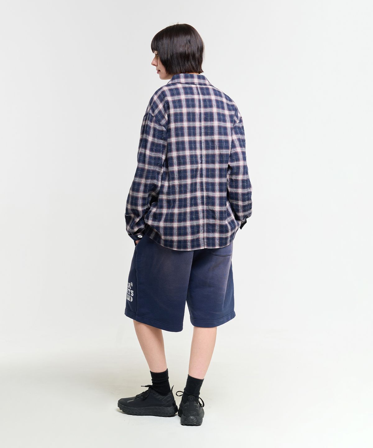 에이카화이트(AECA) FATIGUE CHECK SHIRTS-NAVY