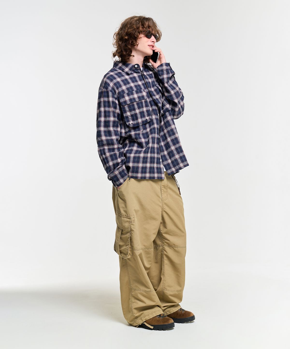 에이카화이트(AECA) FATIGUE CHECK SHIRTS-NAVY