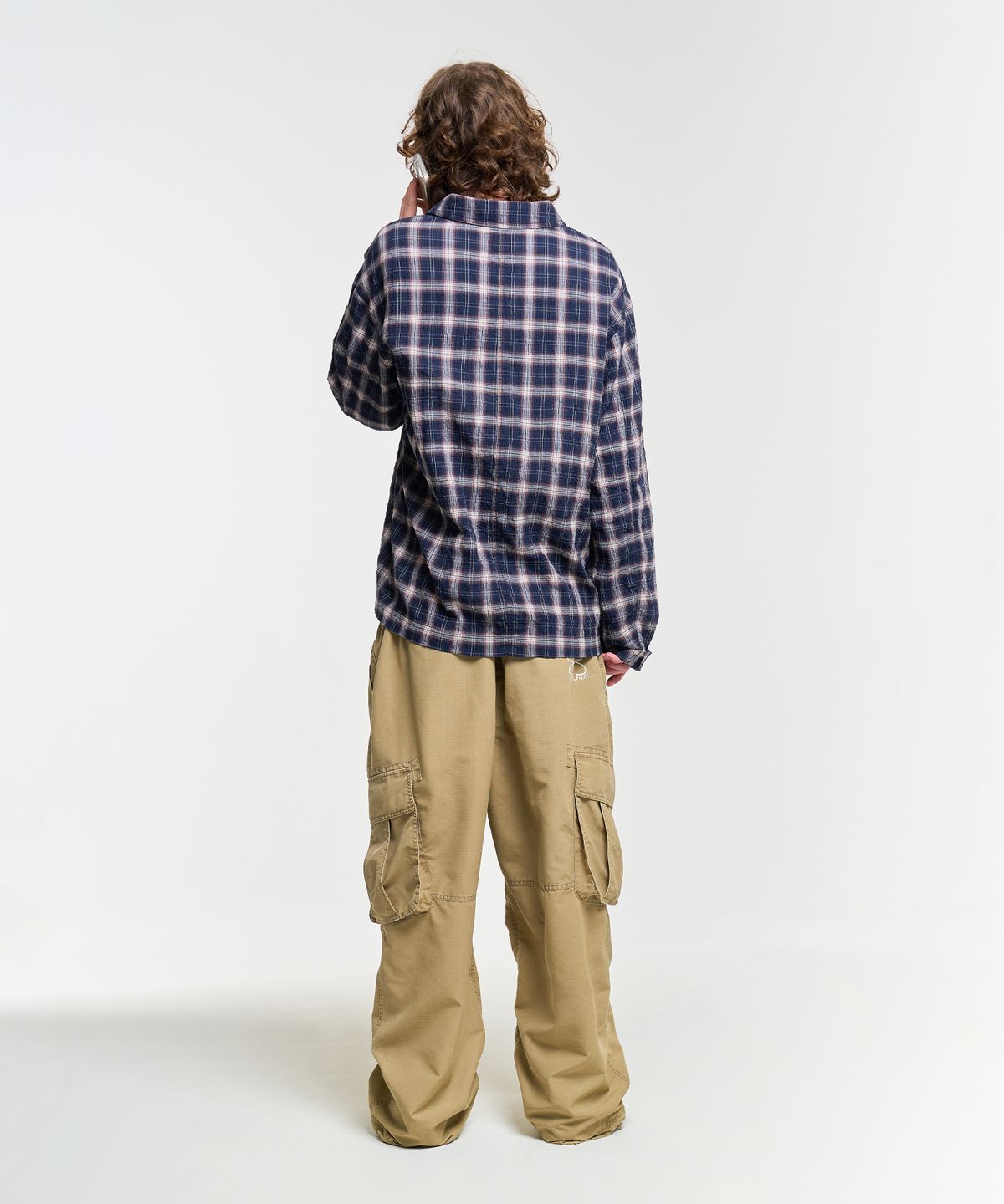 에이카화이트(AECA) FATIGUE CHECK SHIRTS-NAVY