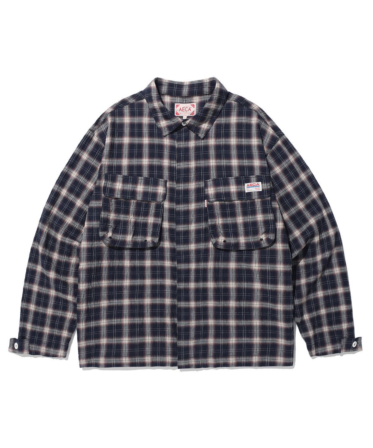 에이카화이트(AECA) FATIGUE CHECK SHIRTS-NAVY