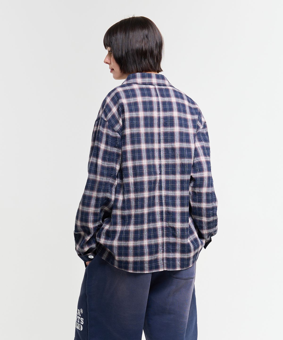 에이카화이트(AECA) FATIGUE CHECK SHIRTS-NAVY