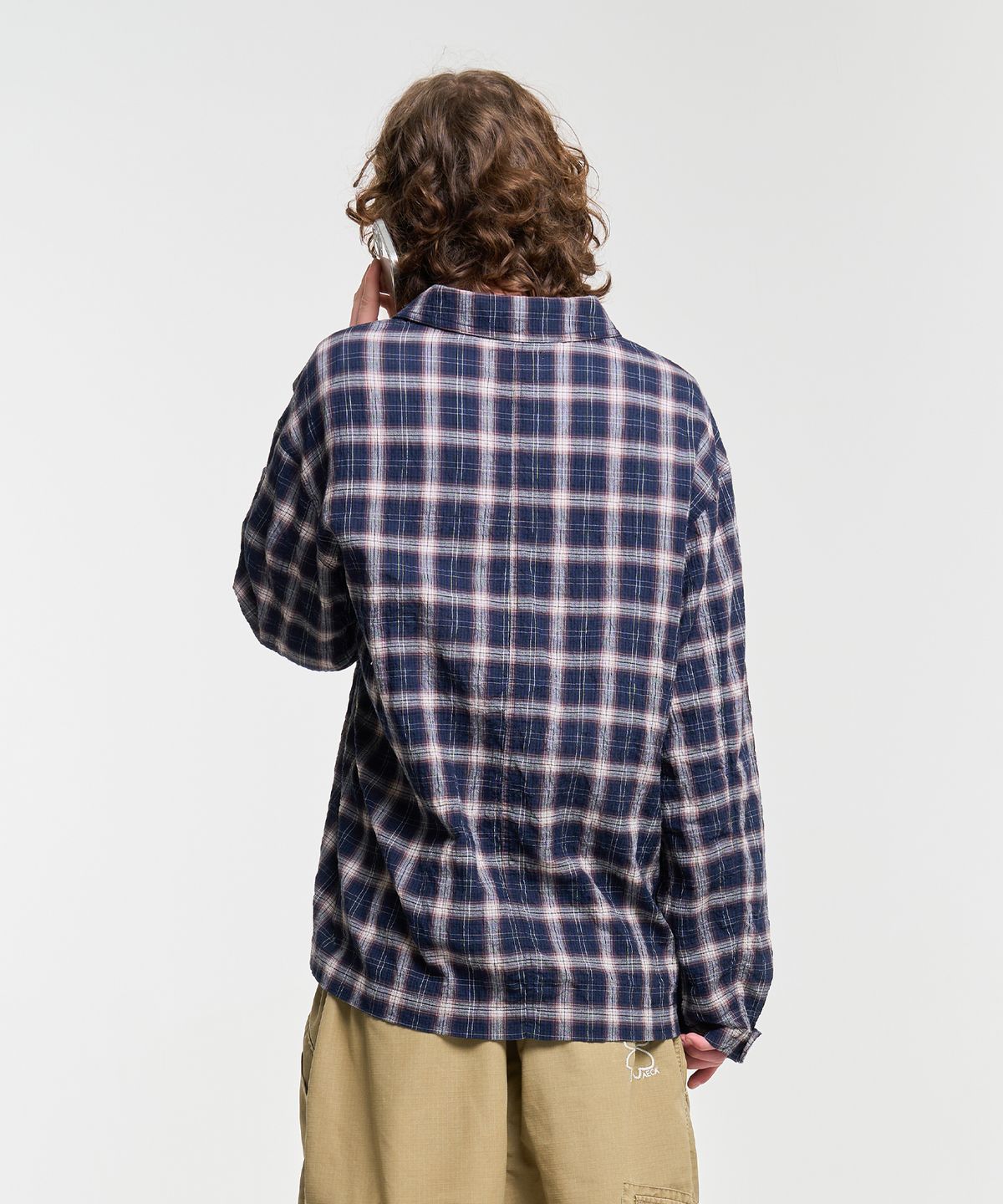 에이카화이트(AECA) FATIGUE CHECK SHIRTS-NAVY