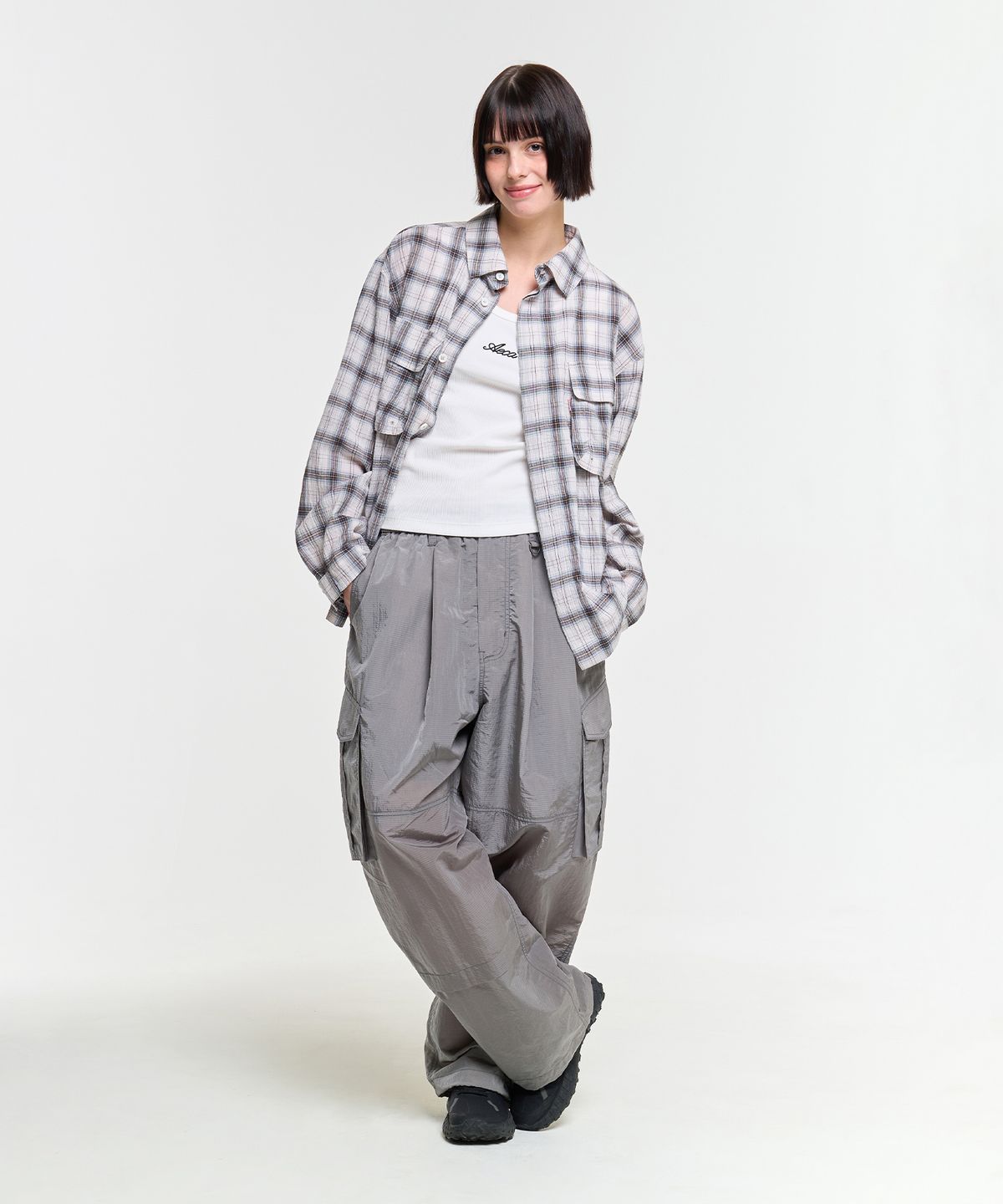 에이카화이트(AECA) FATIGUE CHECK SHIRTS-BEIGE