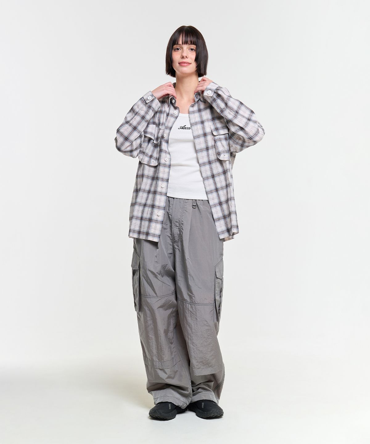 에이카화이트(AECA) FATIGUE CHECK SHIRTS-BEIGE