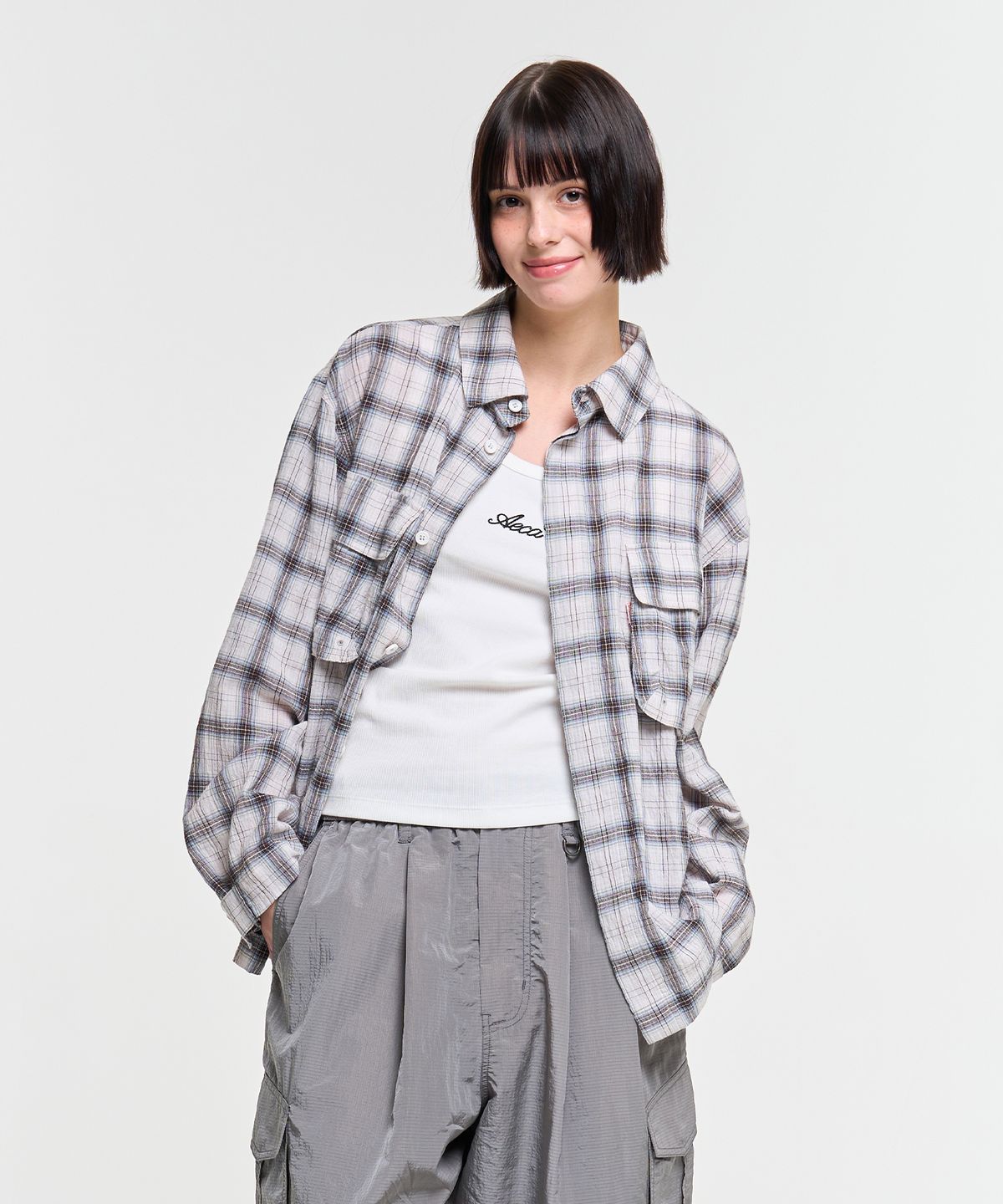 에이카화이트(AECA) FATIGUE CHECK SHIRTS-BEIGE