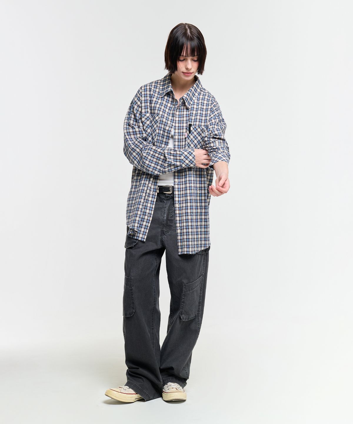 에이카화이트(AECA) PAINTED CHECK SHIRT-BLUE