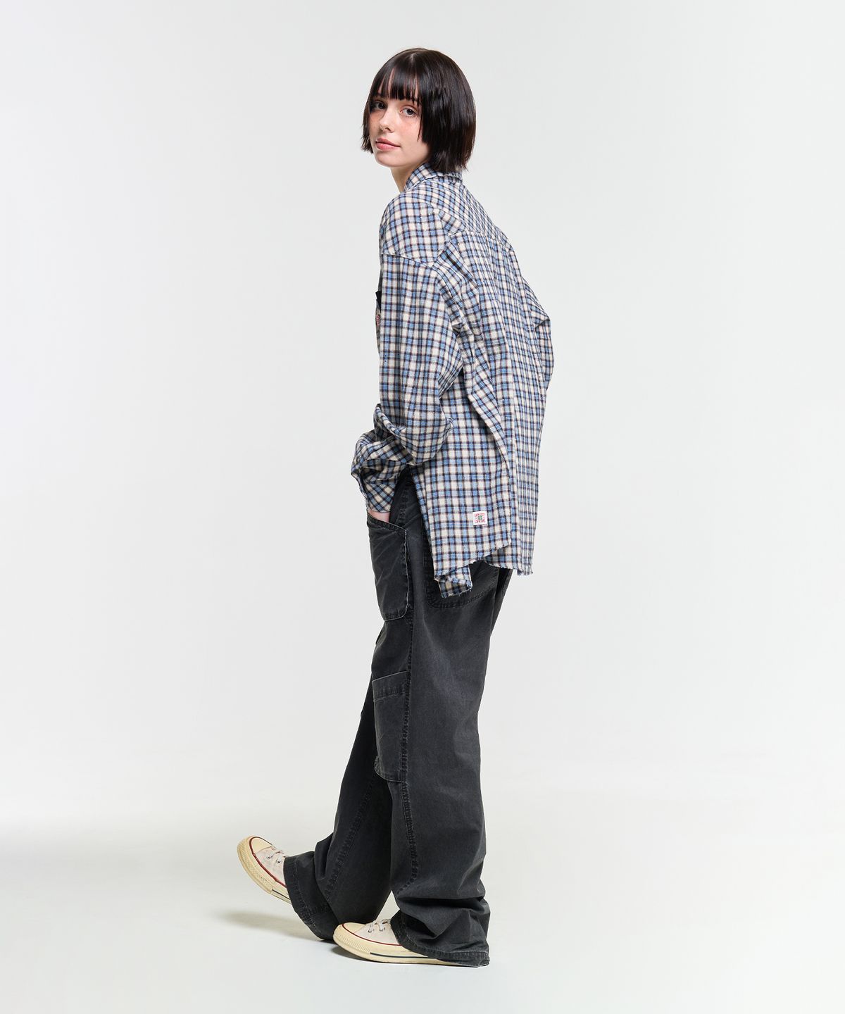 에이카화이트(AECA) PAINTED CHECK SHIRT-BLUE
