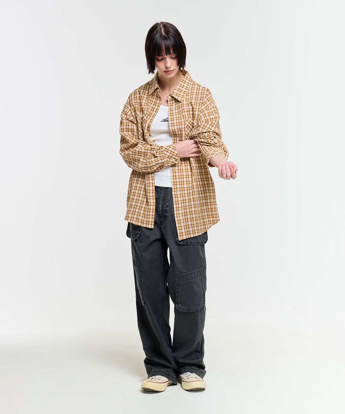 에이카화이트(AECA) PAINTED CHECK SHIRT-BEIGE