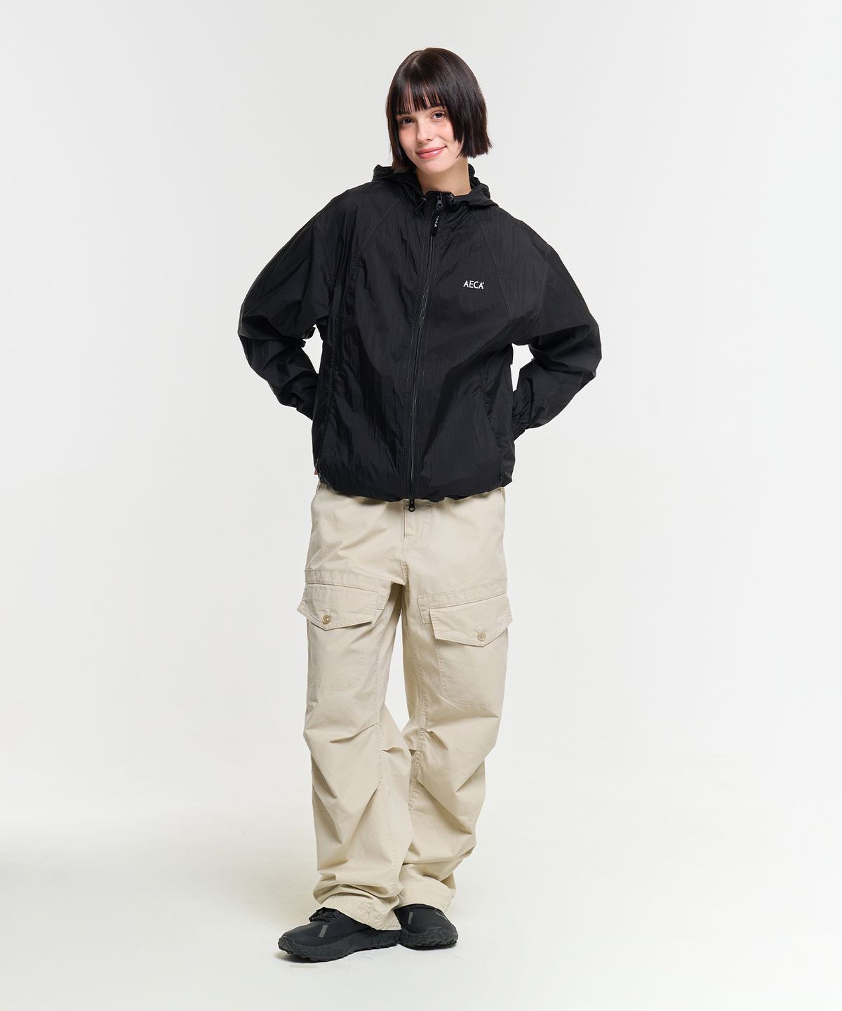 에이카화이트(AECA) AECA PACKABLE WINDBREAKER-BLACK