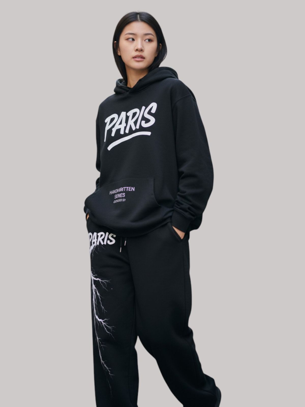 지블랙(ZBLACK) 글로벌 시티  오버핏 파리 후드 블랙