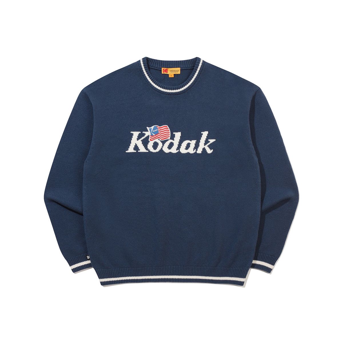 코닥(KODAK) 골드모먼트 로고 포인트 니트 NAVY