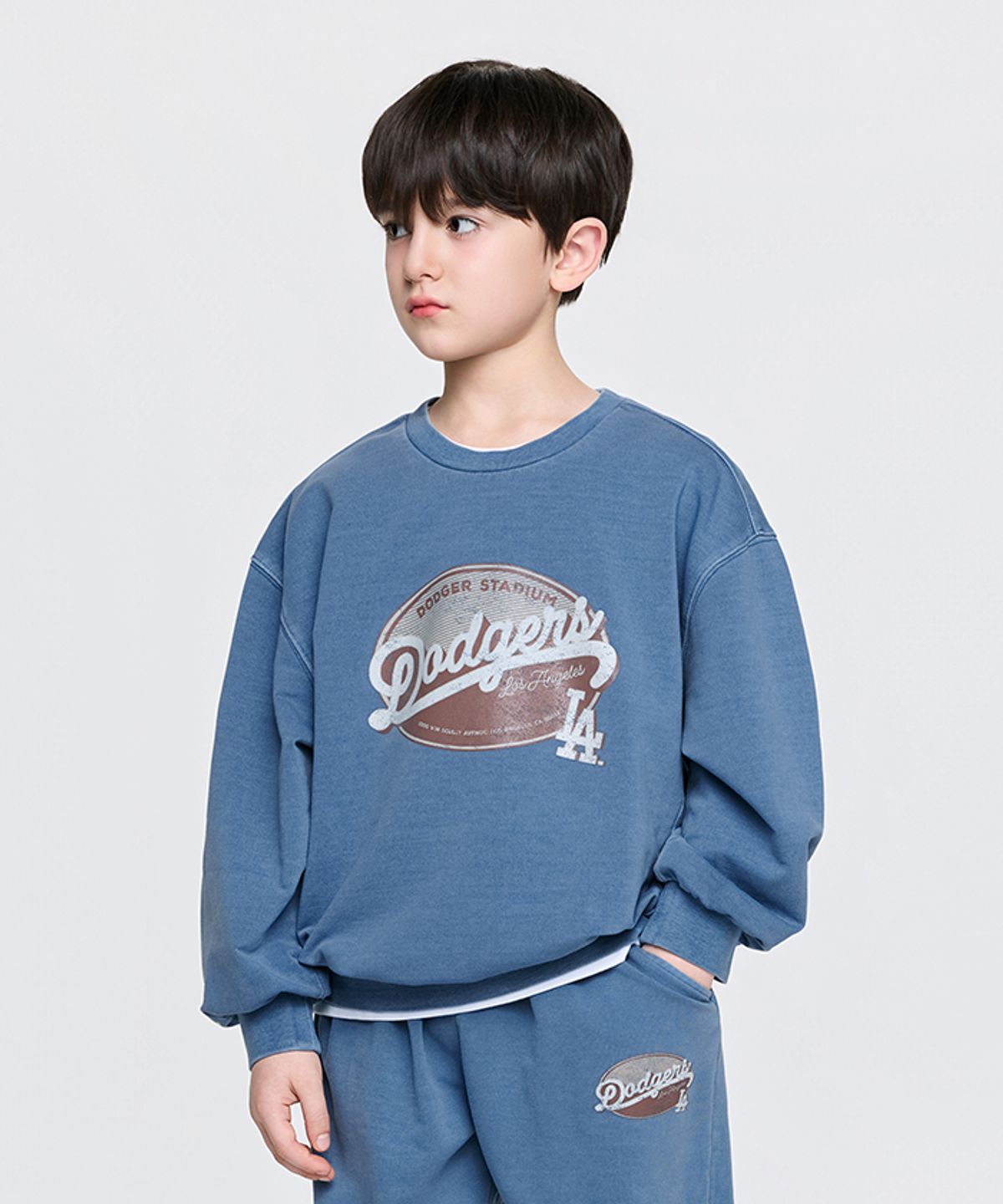 엠엘비 키즈(MLB KIDS) 스트릿 피그먼트 맨투맨 LA (Blue)