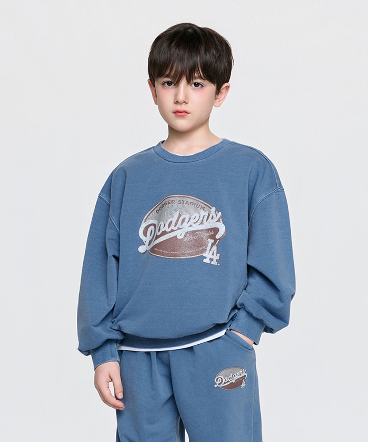 엠엘비 키즈(MLB KIDS) 스트릿 피그먼트 맨투맨 LA (Blue)