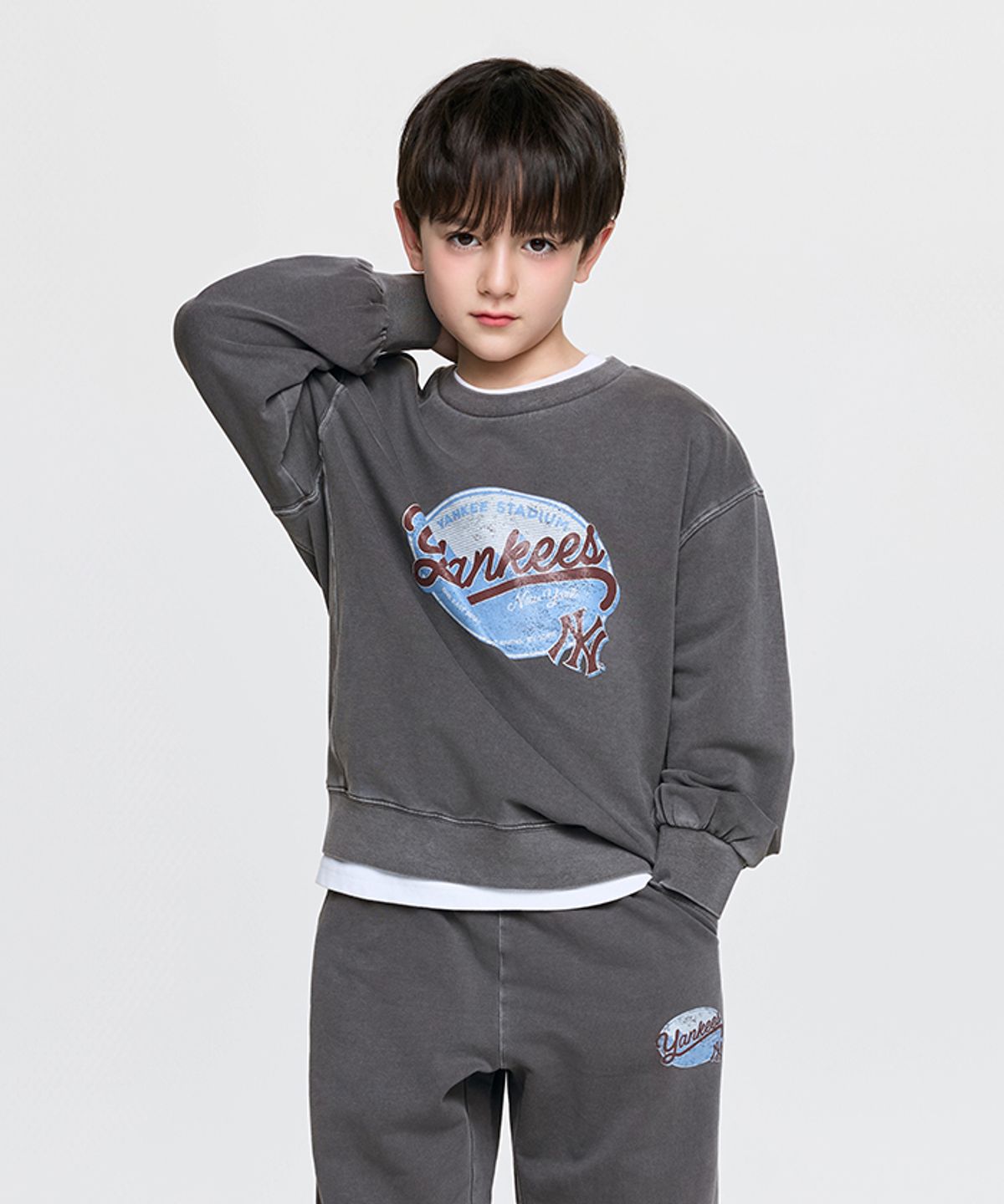 엠엘비 키즈(MLB KIDS) 스트릿 피그먼트 맨투맨 NY (D.Grey)