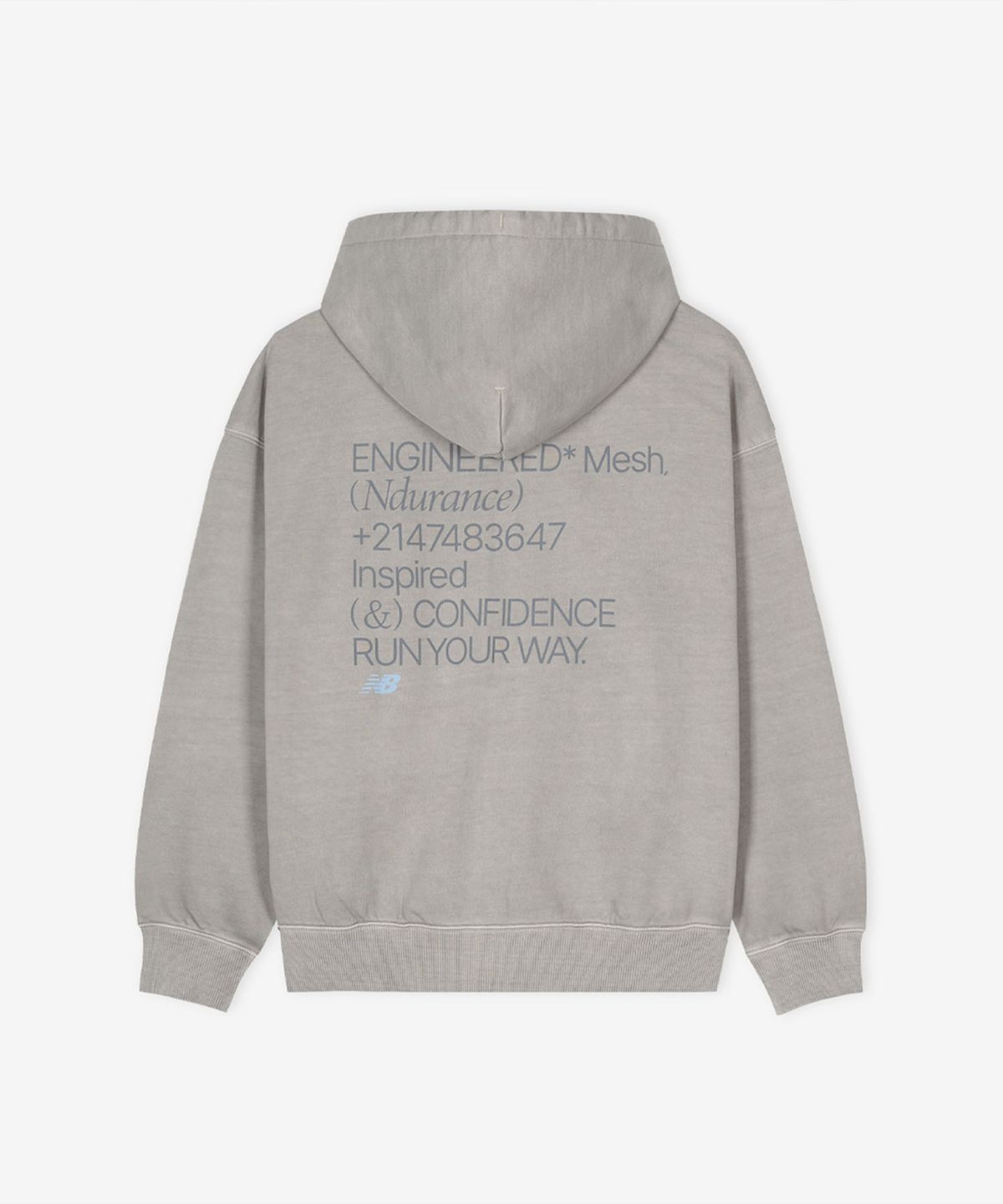뉴발란스(NEW BALANCE) NBMDG11223 / UNI Ndurance 레터링 워시드 논기모 후드집업 (ASH GRAY)
