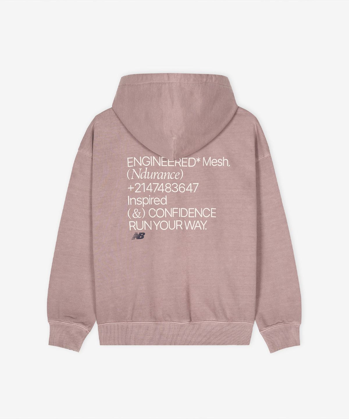 뉴발란스(NEW BALANCE) NBMDG11223 / UNI Ndurance 레터링 워시드 논기모 후드집업 (GRAY PINK)