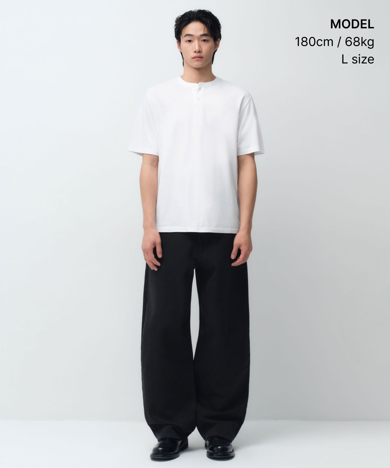 MUSINSA公式 | MUSINSA STANDARD ヘンリーネックTシャツ[ホワイト]