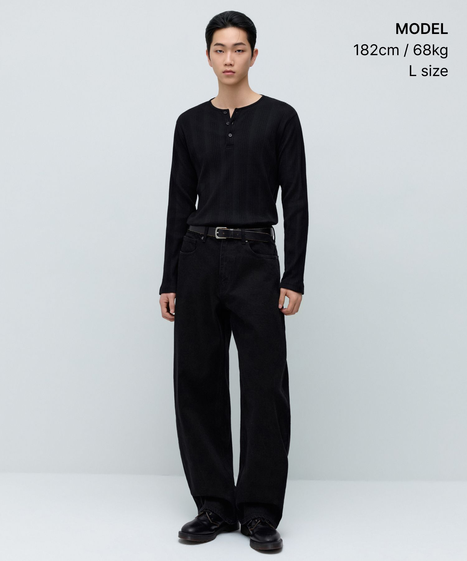 MUSINSA公式 | MUSINSA STANDARD マルチリブヘンリーネック長袖Tシャツ