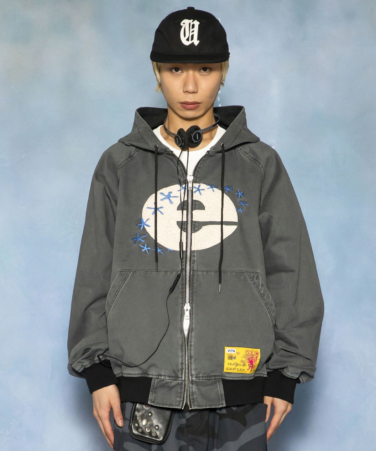 글랙(GLACK) GJ110 크랙 익스플로러 워크 후드 집업 (CHARCOAL GRAY)