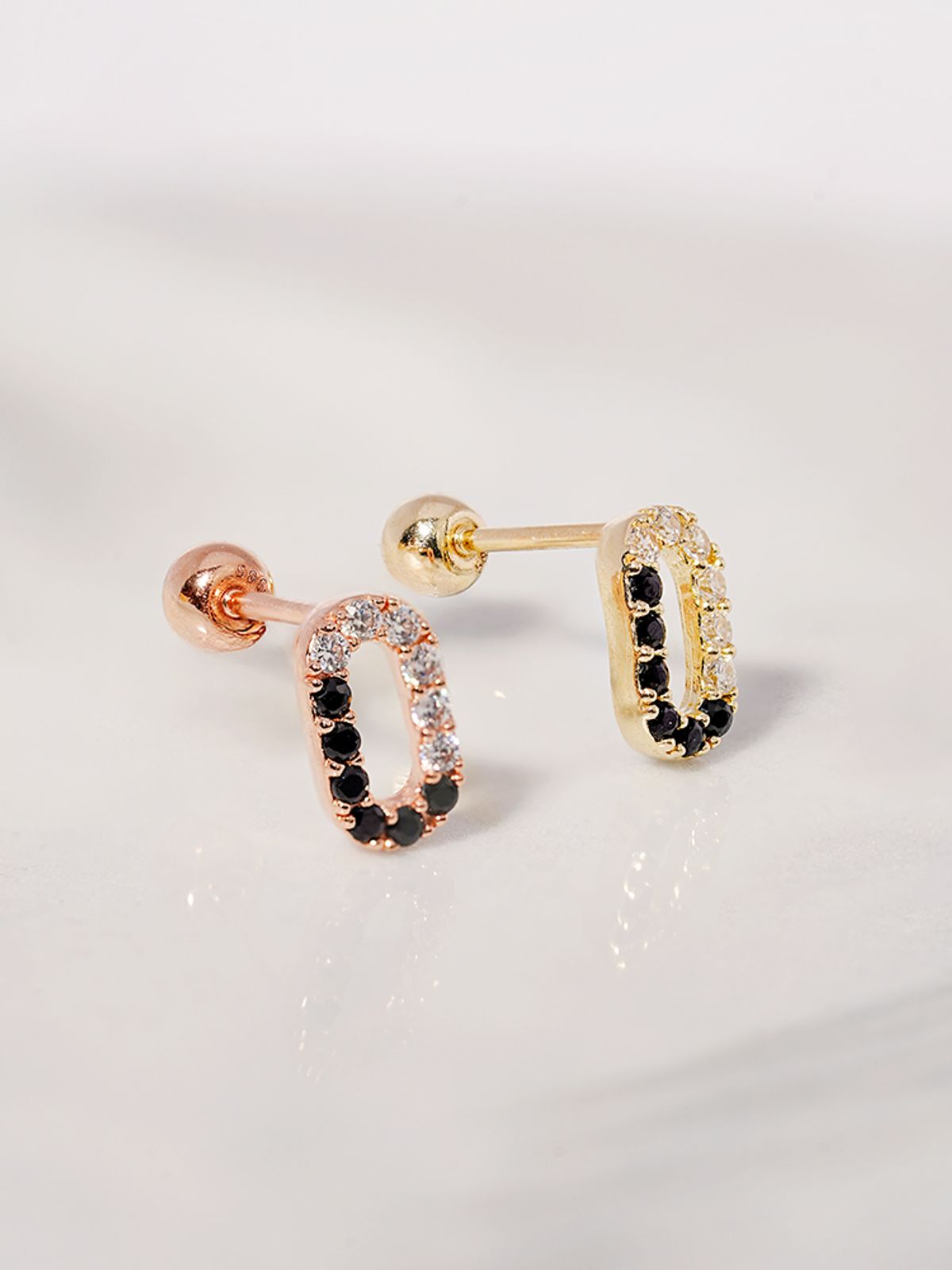 미니멀피어싱(MINIMALPIERCING) 14K 샤인 오픈라운드 큐빅 피어싱 귀걸이
