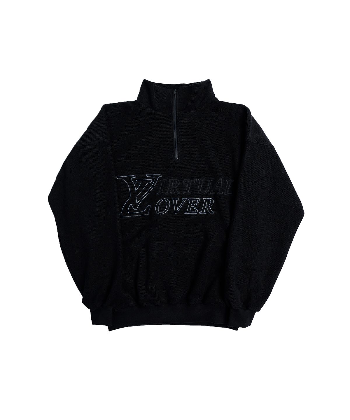 투위드(TUEWID) Virtual lover half zip pullover in drop fit ( inside out fabric in black colour)