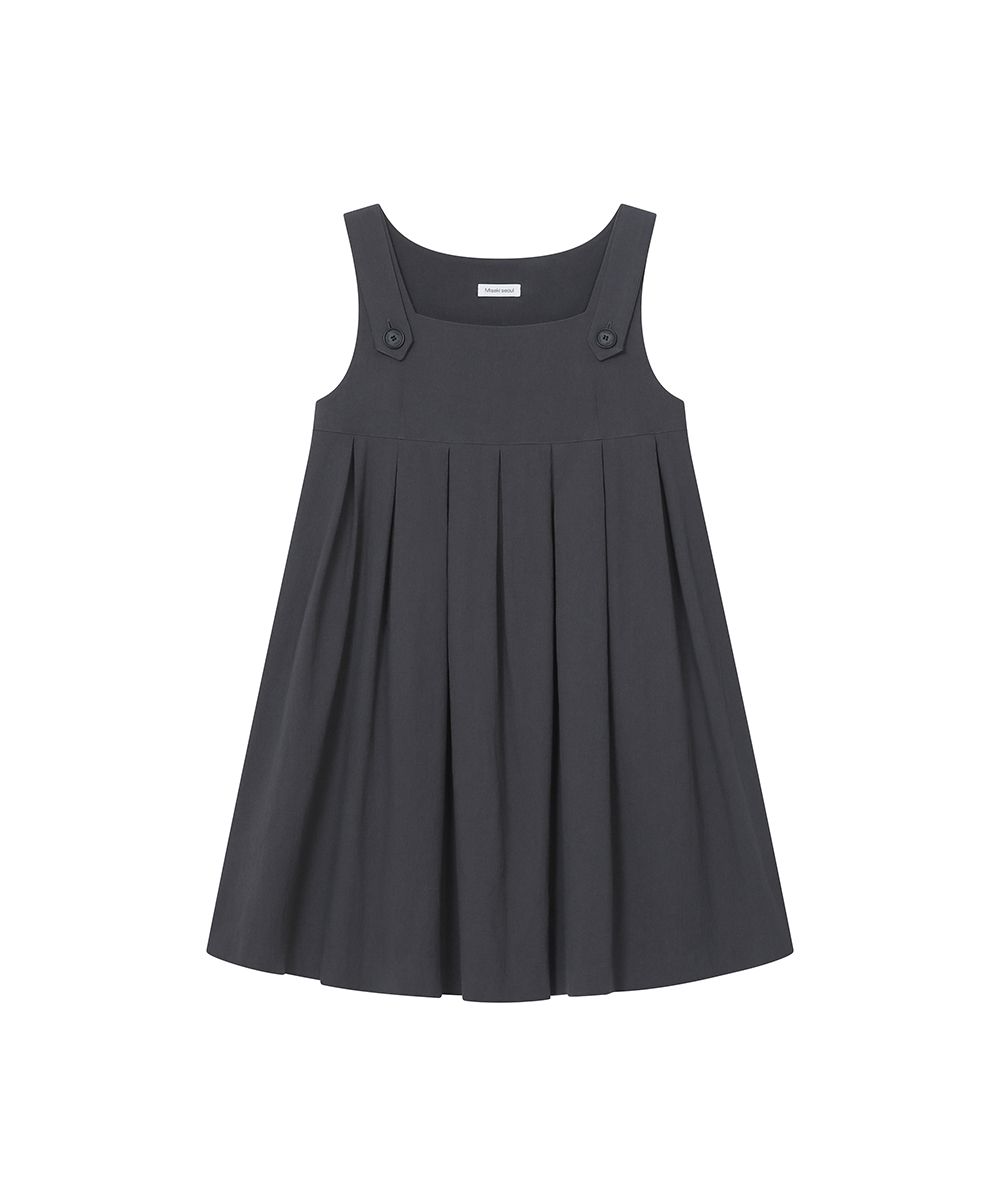 MUSINSA | MISEKI SEOUL Pleats button doll dress CHARCOAL