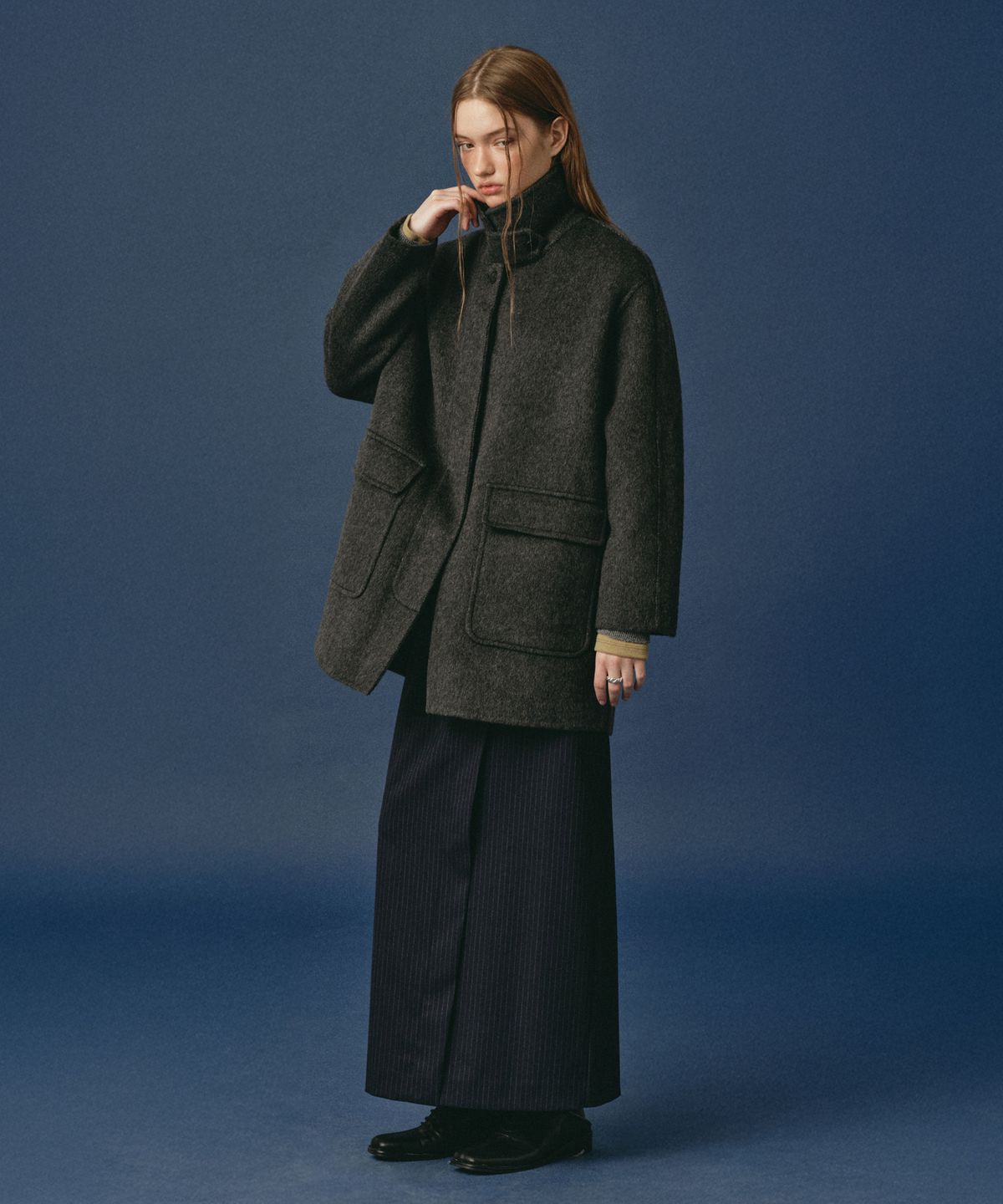 로시로우(LOSSYROW) Modern Half Coat Charcoal