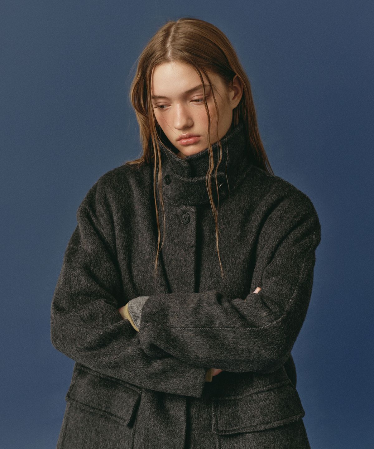 로시로우(LOSSYROW) Modern Half Coat Charcoal