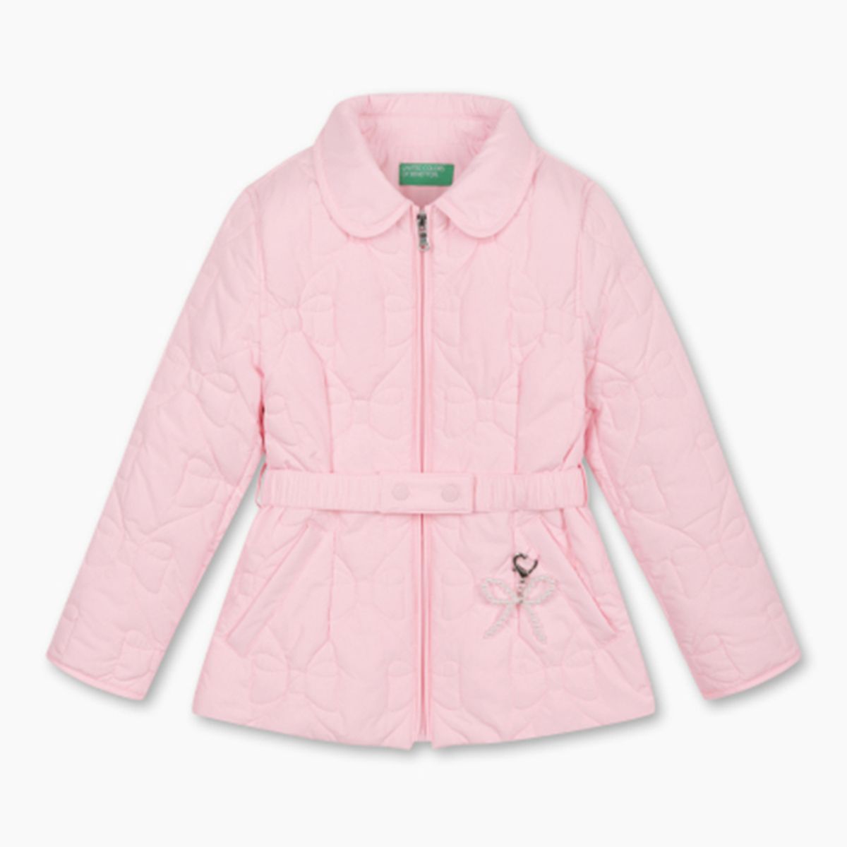 베네통키즈(BENETTONKIDS) 리본 퀼팅 패딩 자켓_QAPD01611PK