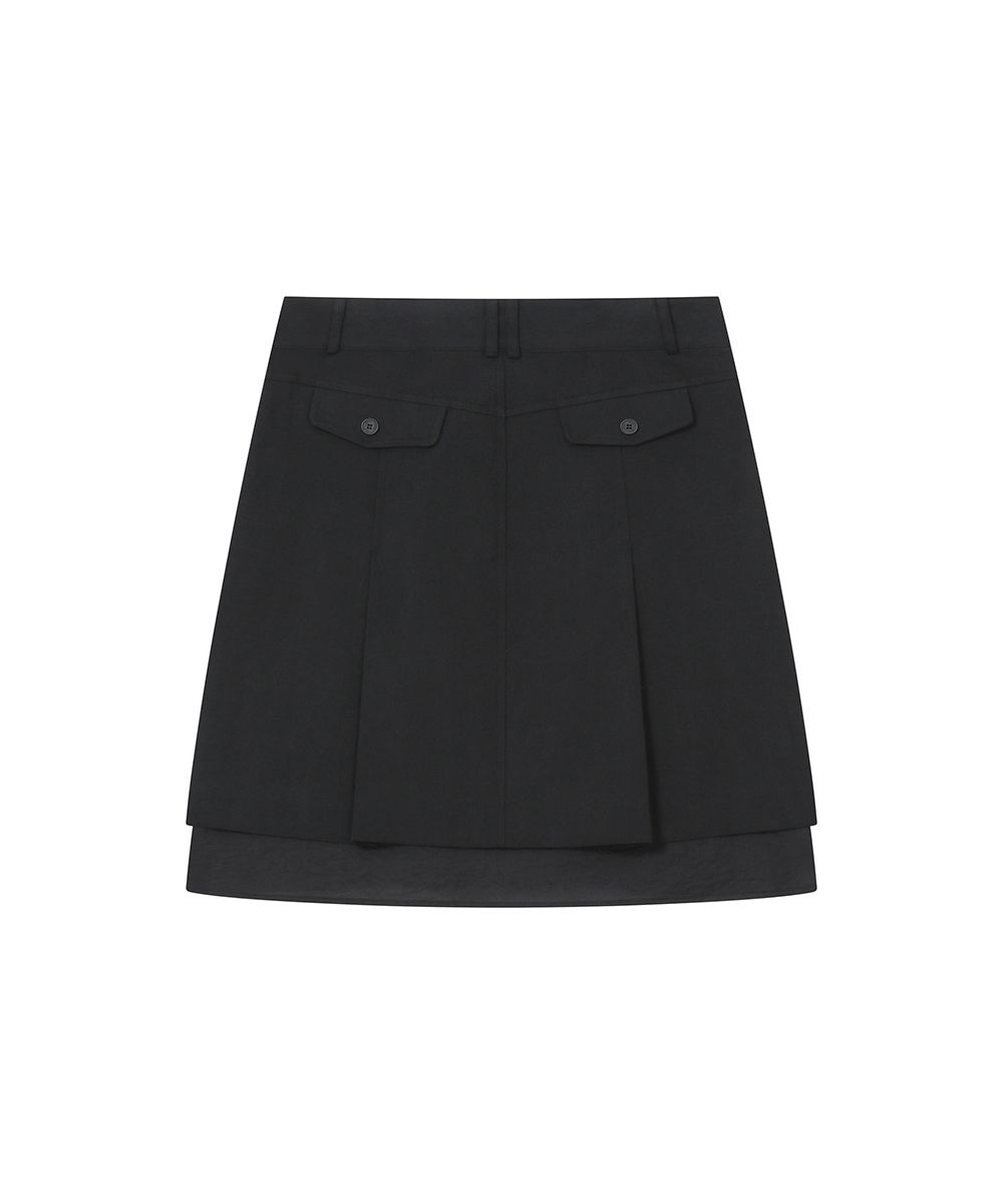 MUSINSA | MISEKI SEOUL Layered pleats midi skirt BLACK