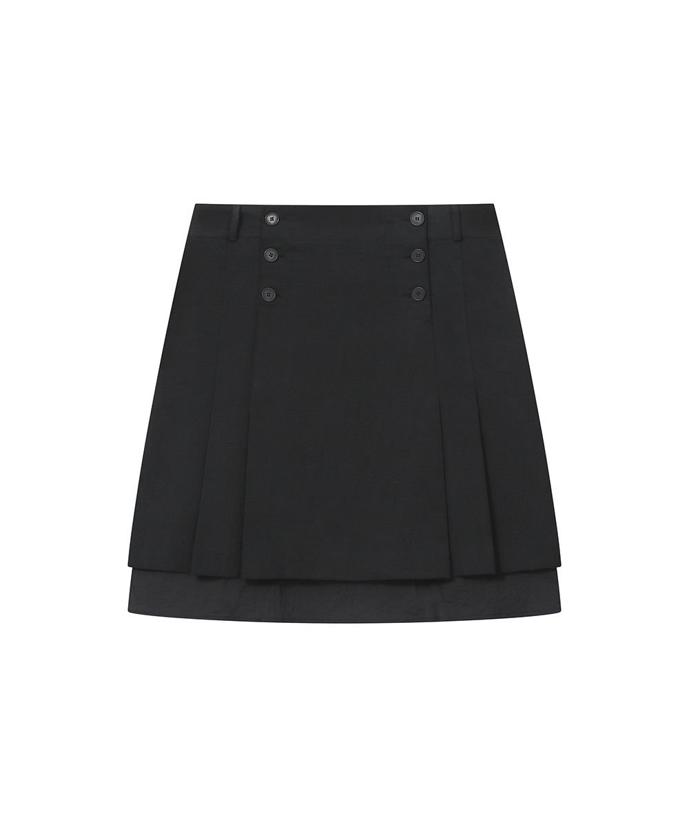 MUSINSA | MISEKI SEOUL Layered pleats midi skirt BLACK