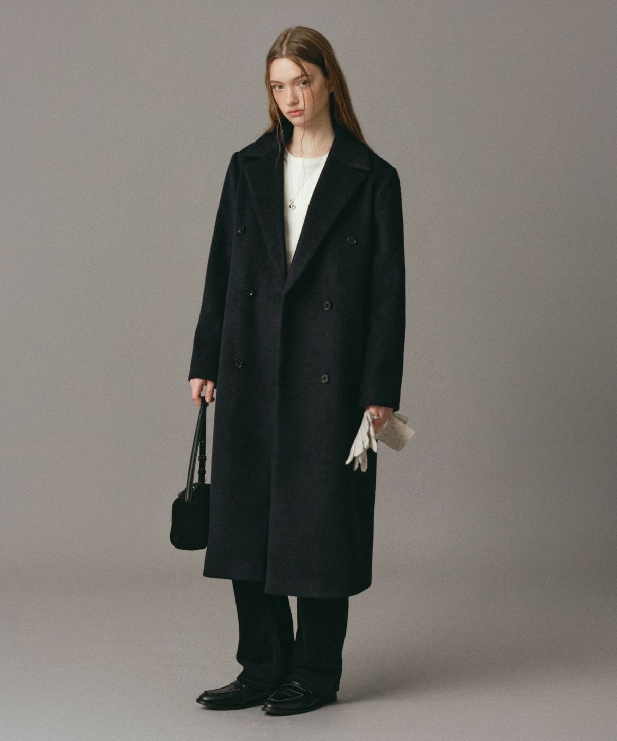 로시로우(LOSSYROW) Double-Breasted Long Coat Navy