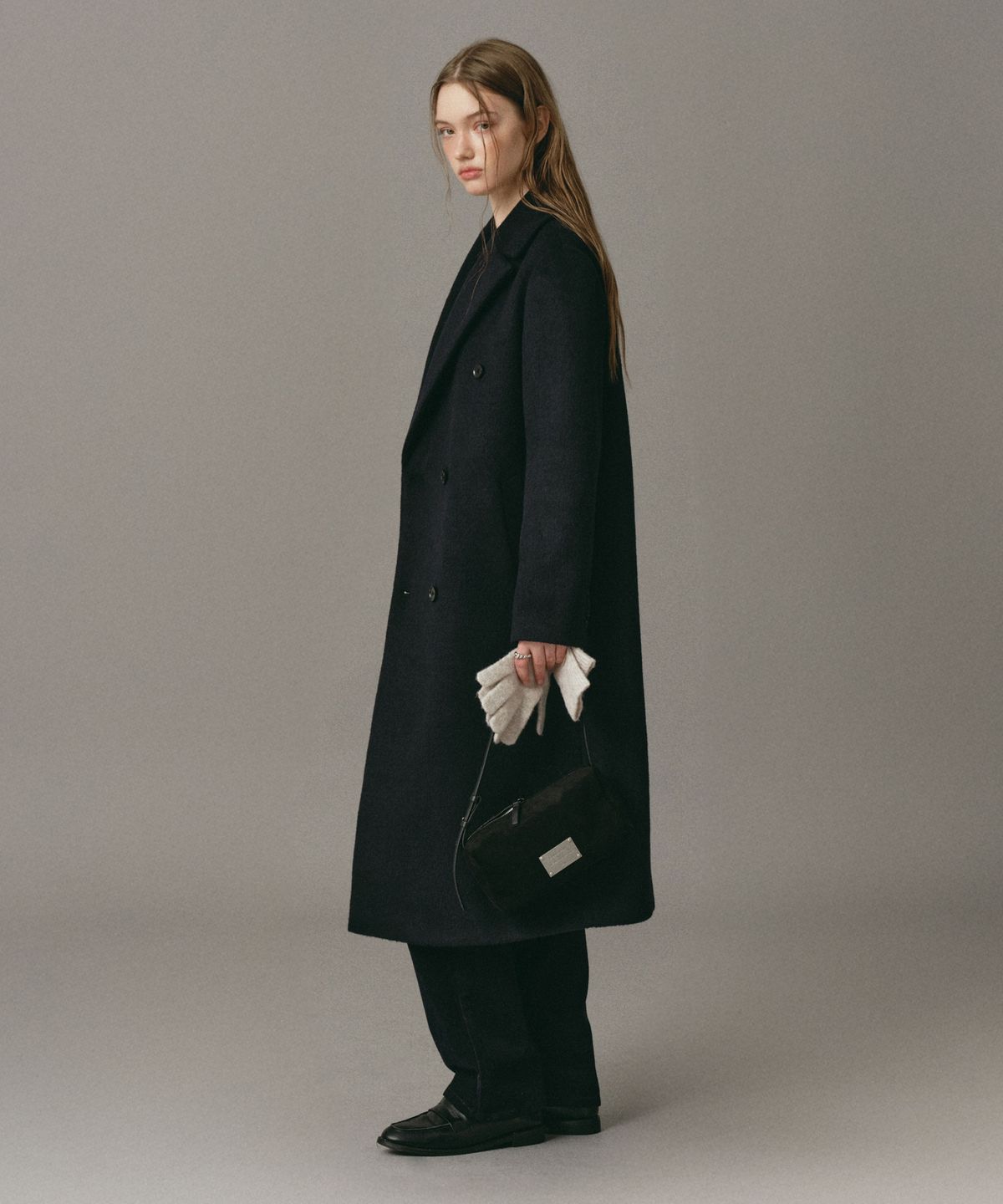 로시로우(LOSSYROW) Double-Breasted Long Coat Navy