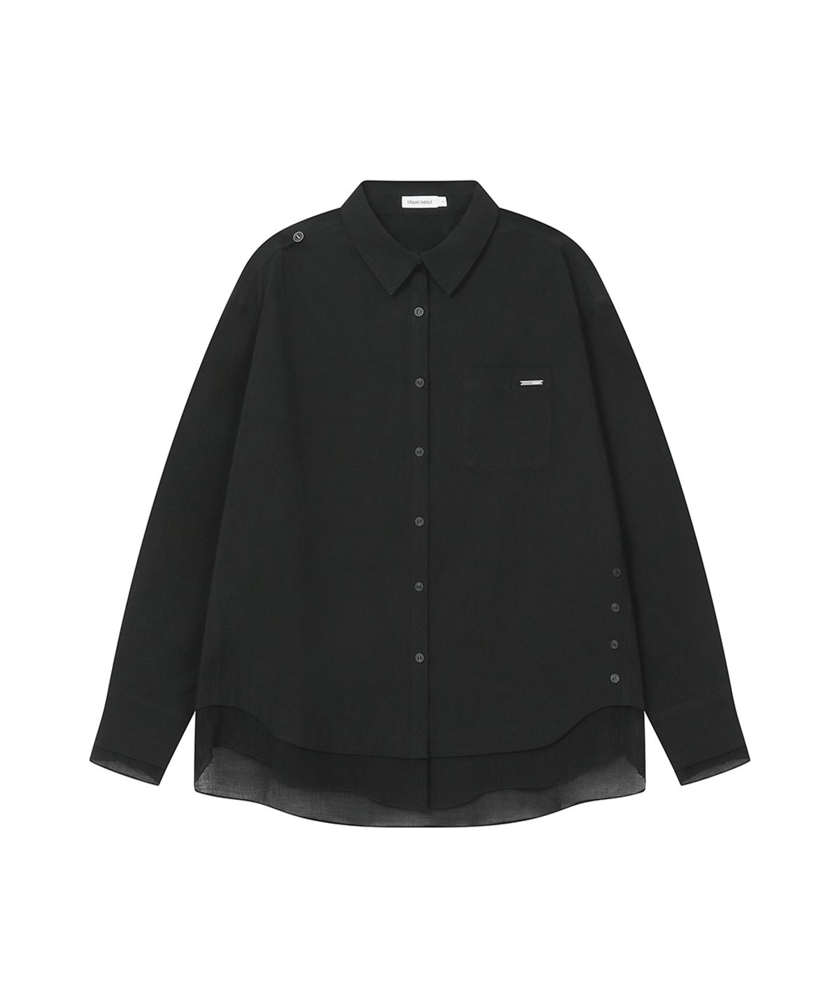 미세키서울(MISEKI SEOUL) Oblique layered sheer shirts BLACK