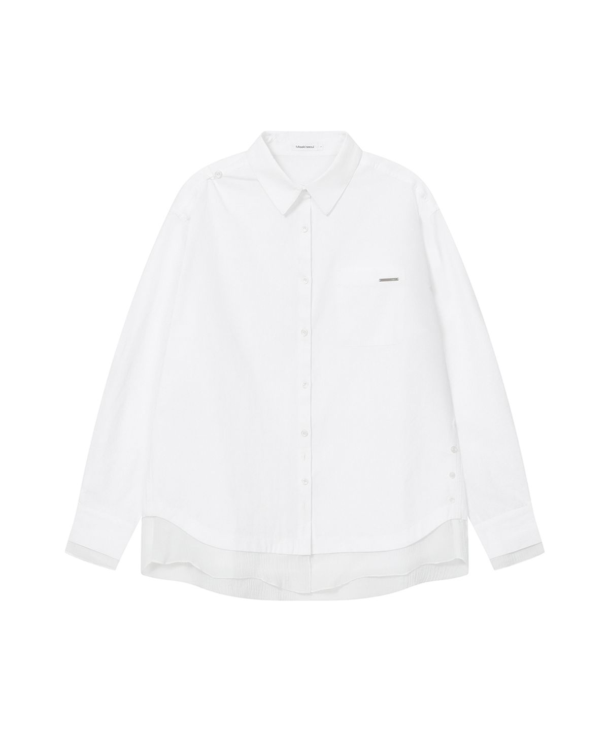 미세키서울(MISEKI SEOUL) Oblique layered sheer shirts WHITE