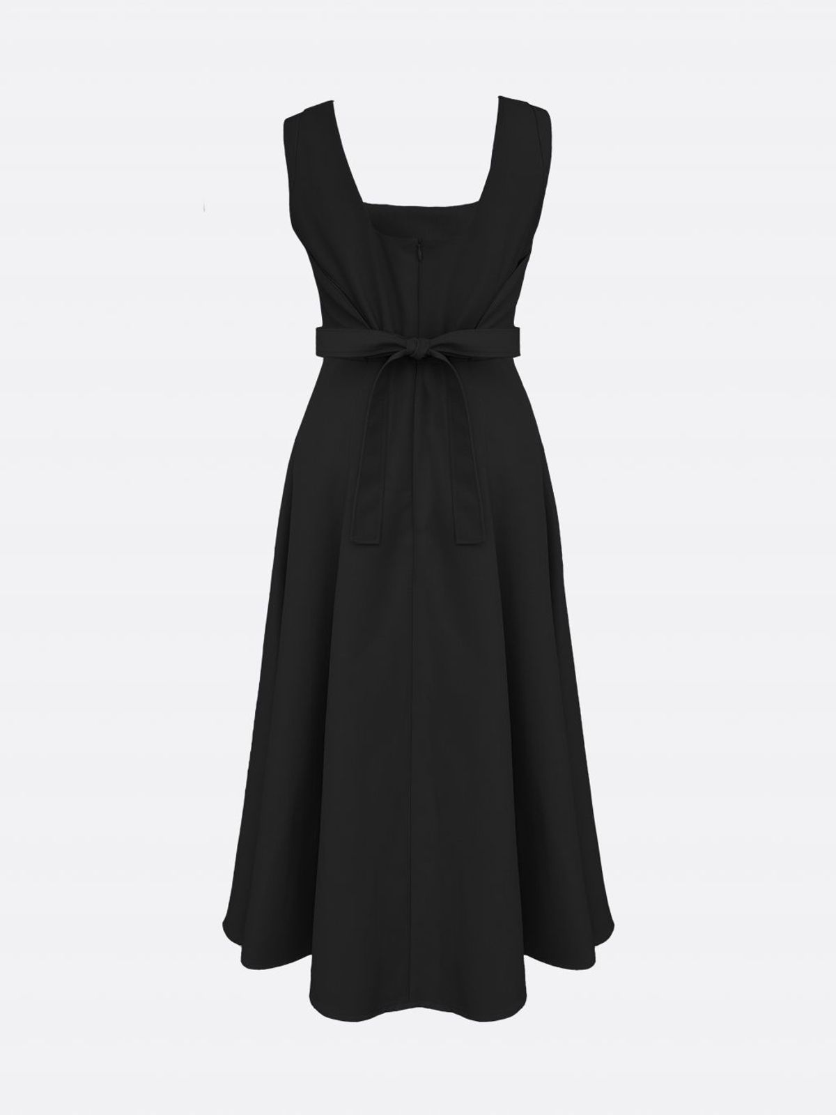 엘시 아일랜드(ELCY ISLAND) Odette Square Neck Wool Blended A-line Dress (BLACK)