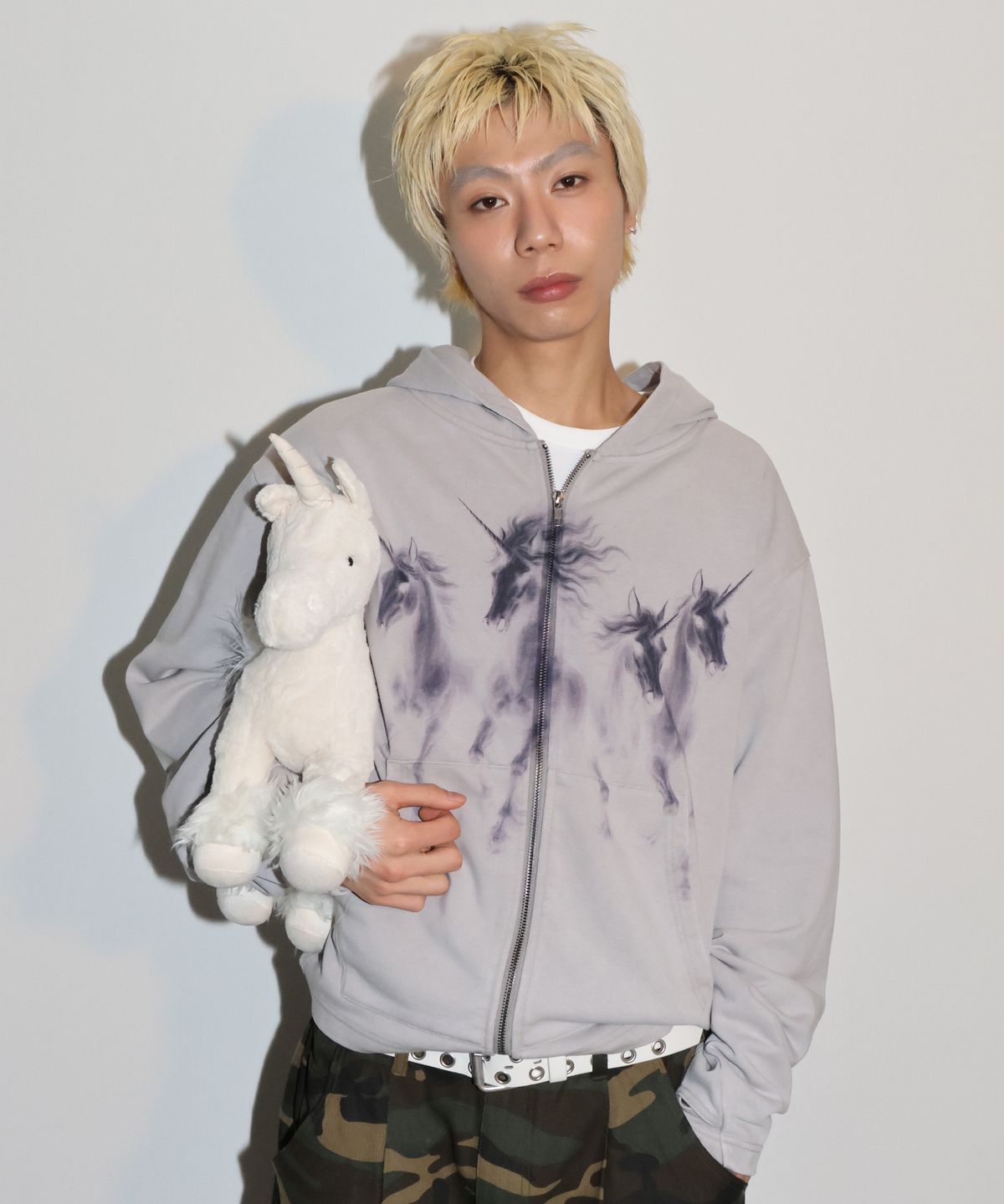 글랙(GLACK) GHD046 콘 후드 집업 (GRAY)