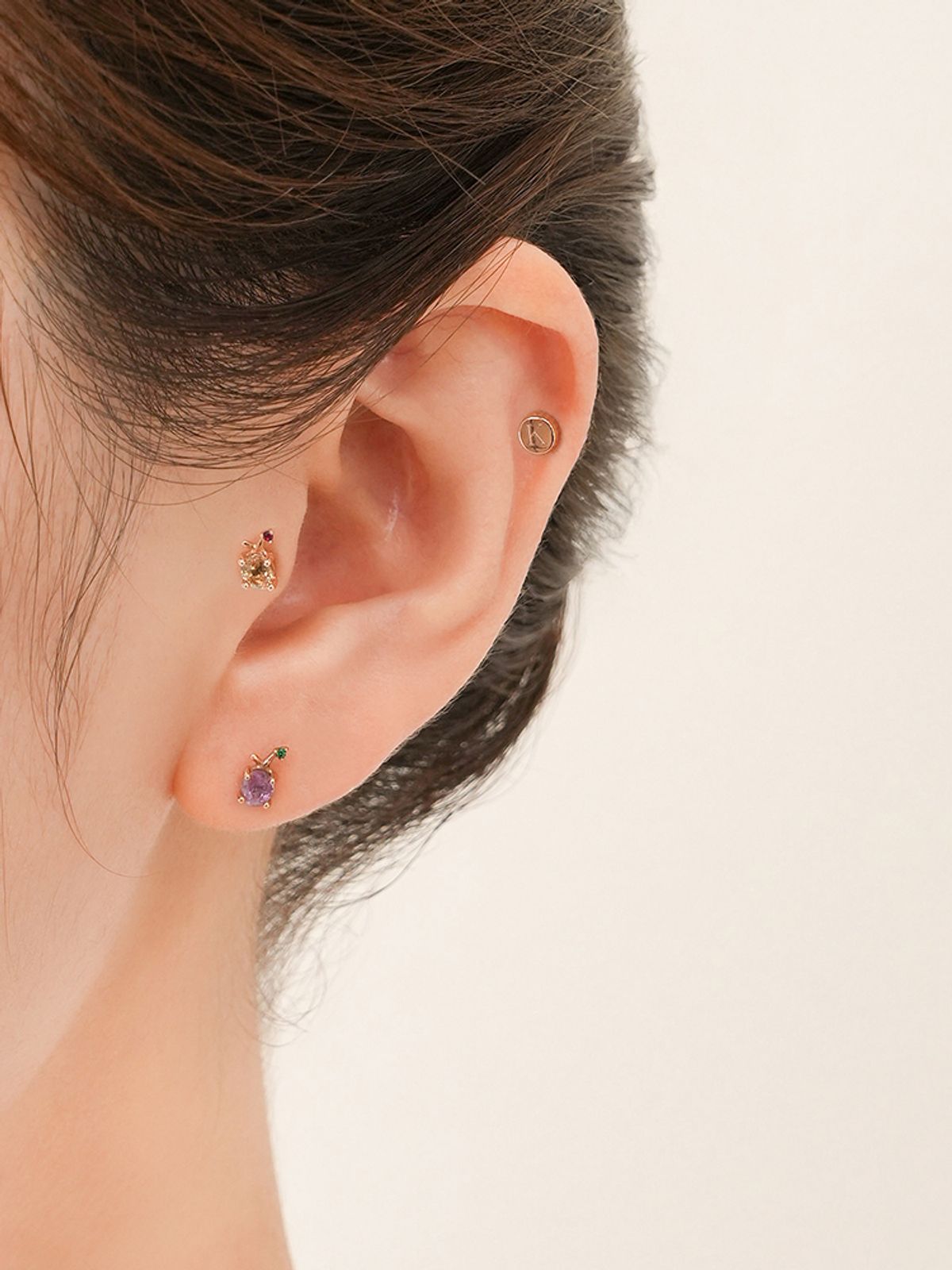 미니멀피어싱(MINIMALPIERCING) 14K 18K 컬러 사파이어 프루츠 피어싱 귀걸이