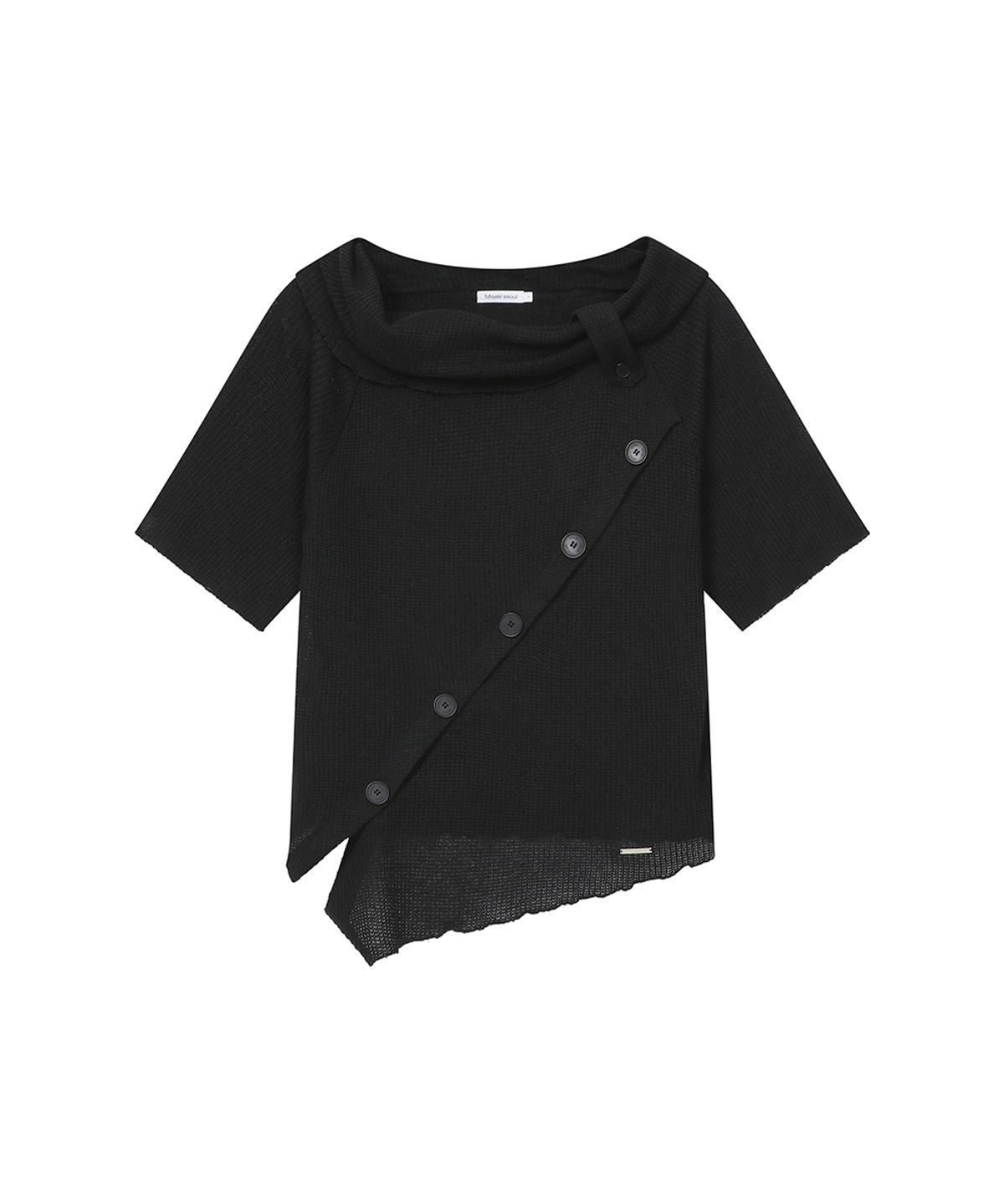 미세키서울(MISEKI SEOUL) Diagonal crochet knit top BLACK