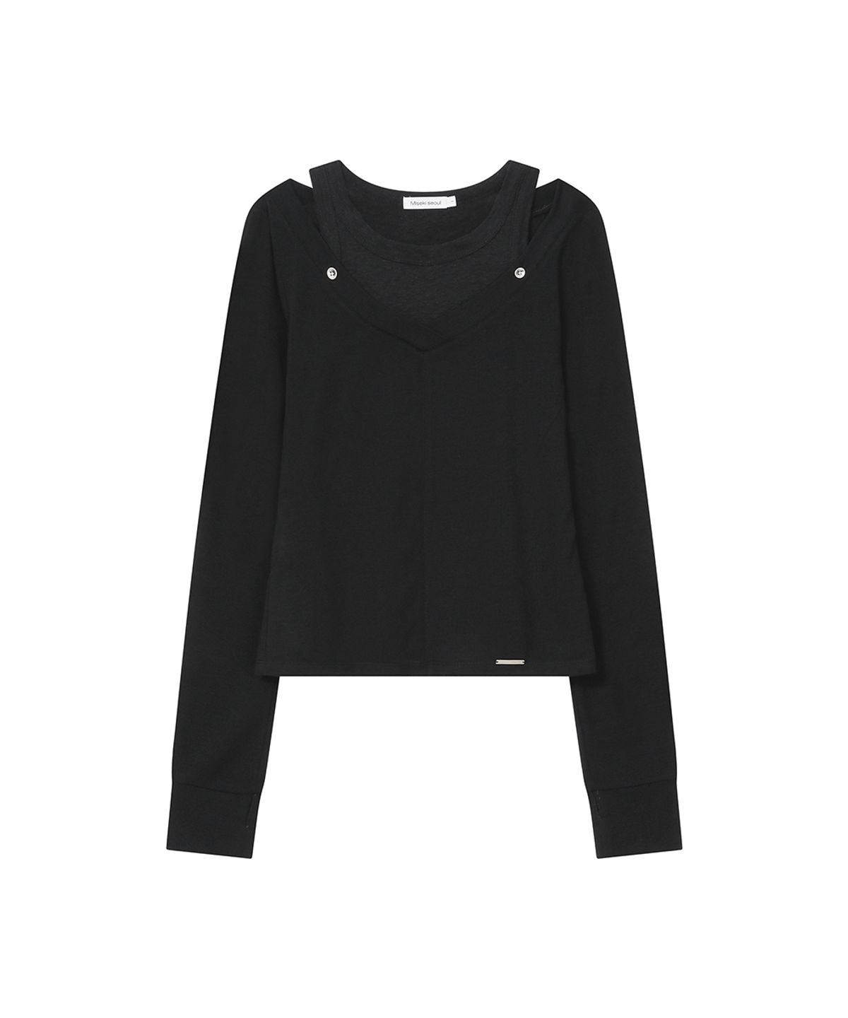 미세키서울(MISEKI SEOUL) Layered line sheer long sleeve BLACK