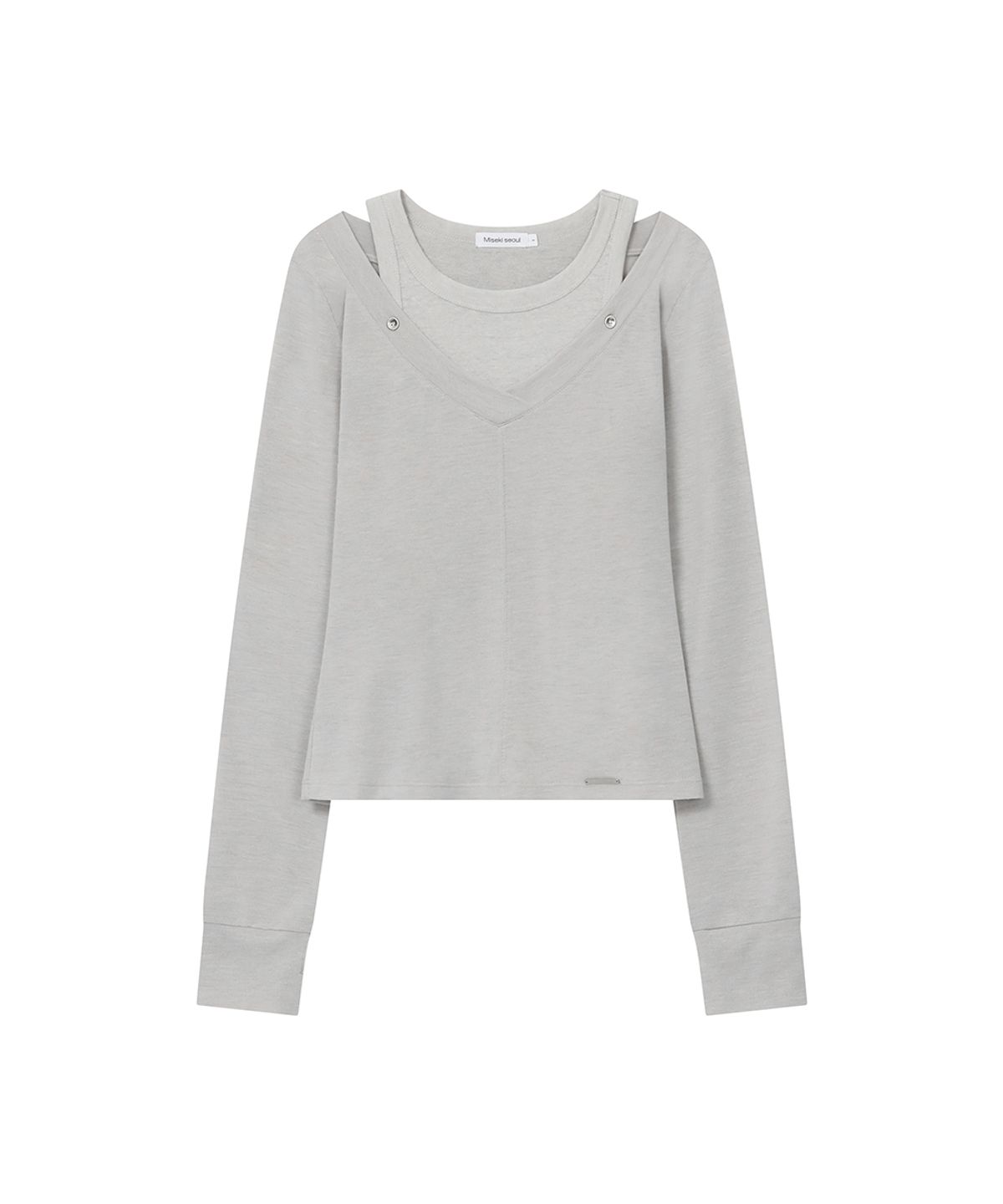 미세키서울(MISEKI SEOUL) Layered line sheer long sleeve GREY
