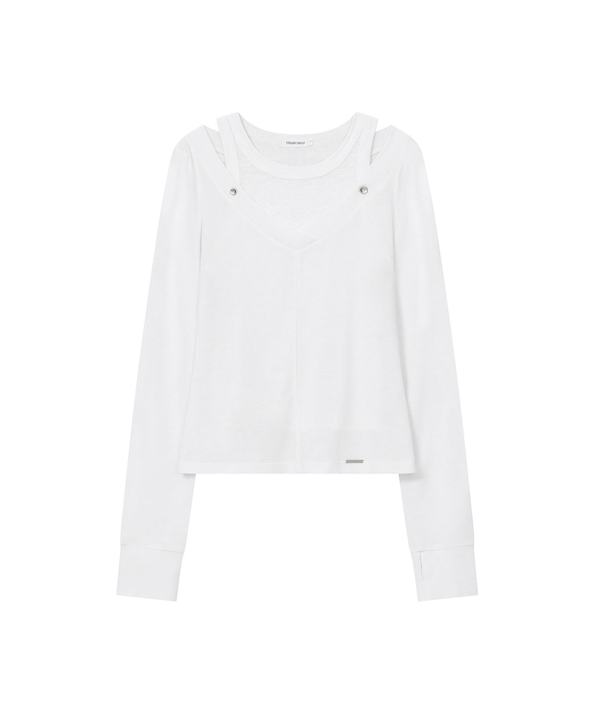미세키서울(MISEKI SEOUL) Layered line sheer long sleeve WHITE
