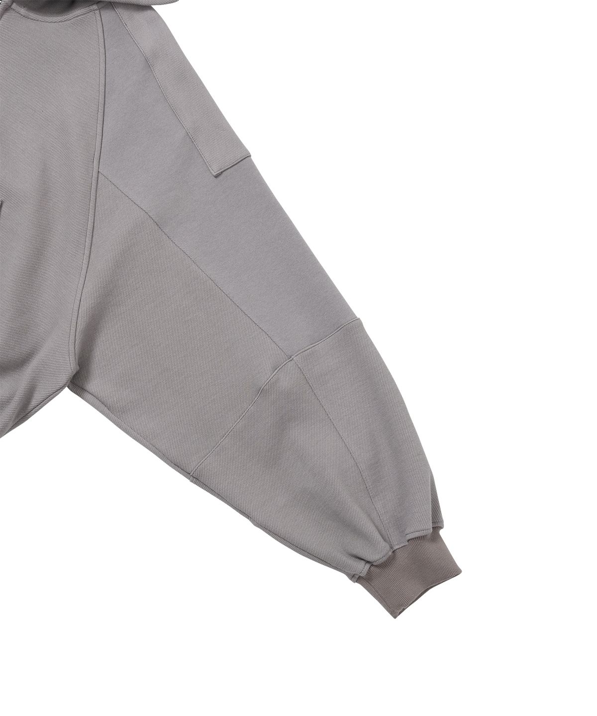 아조바이아조(AJOBYAJO) [POG:SERVICE x AJOBYAJO] Inside Out Panel Cropped Zip-Up Hoodie [GREY]