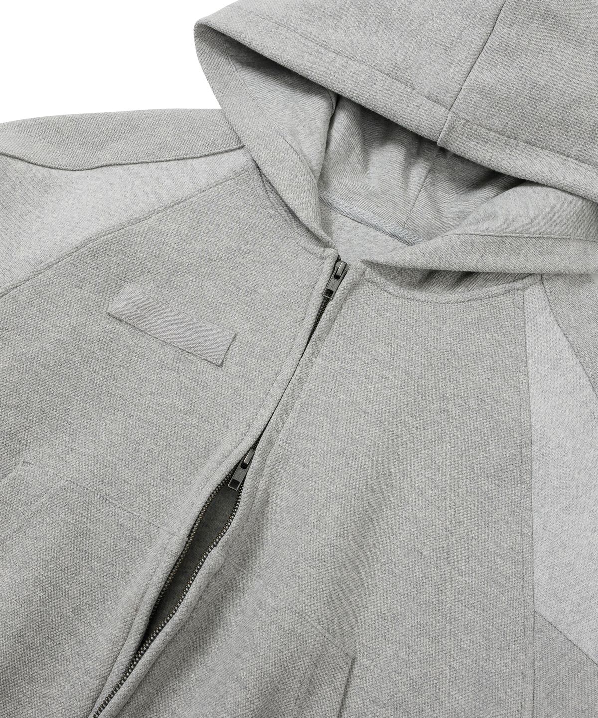 아조바이아조(AJOBYAJO) [POG:SERVICE x AJOBYAJO] Inside Out Panel Cropped Zip-Up Hoodie [MELANGE GREY]