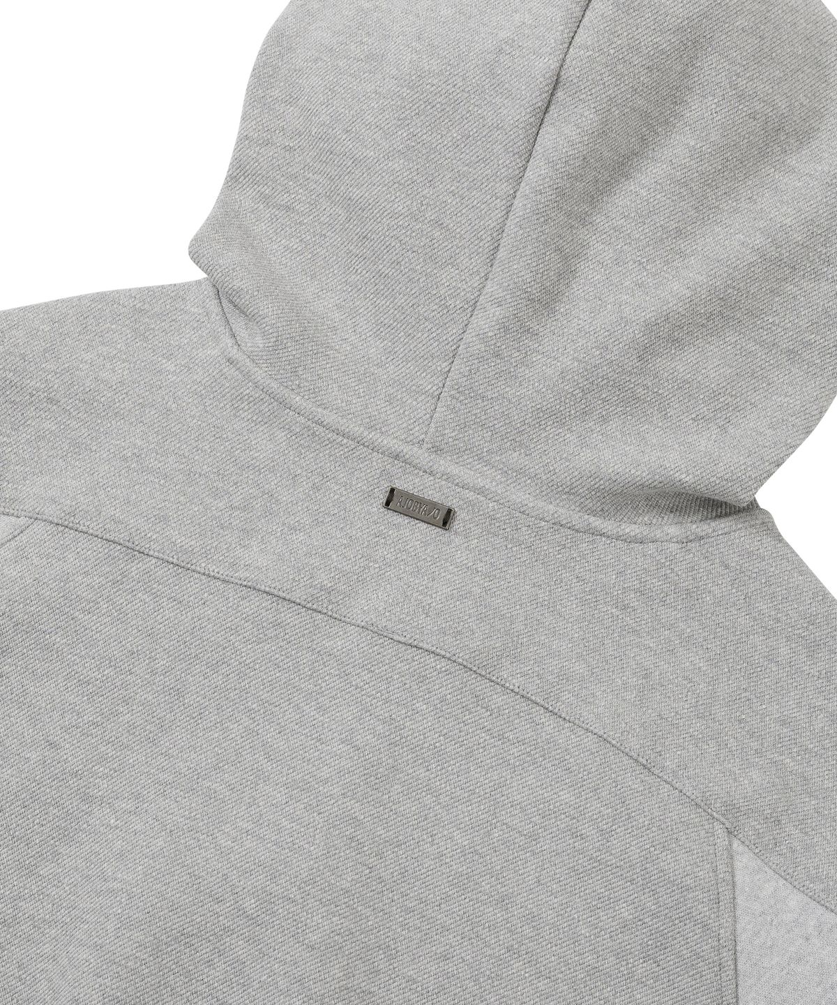 아조바이아조(AJOBYAJO) [POG:SERVICE x AJOBYAJO] Inside Out Panel Cropped Zip-Up Hoodie [MELANGE GREY]