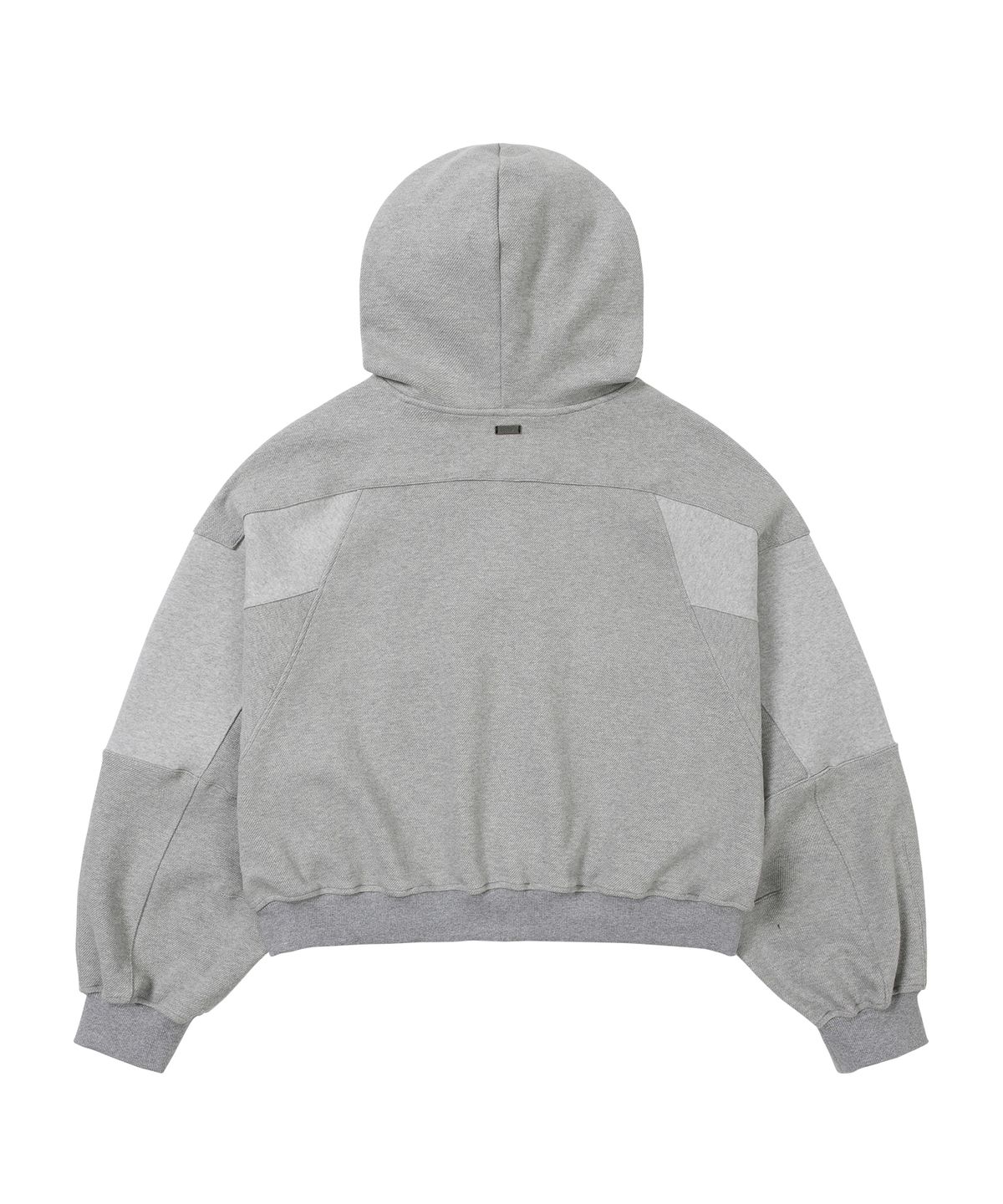 아조바이아조(AJOBYAJO) [POG:SERVICE x AJOBYAJO] Inside Out Panel Cropped Zip-Up Hoodie [MELANGE GREY]