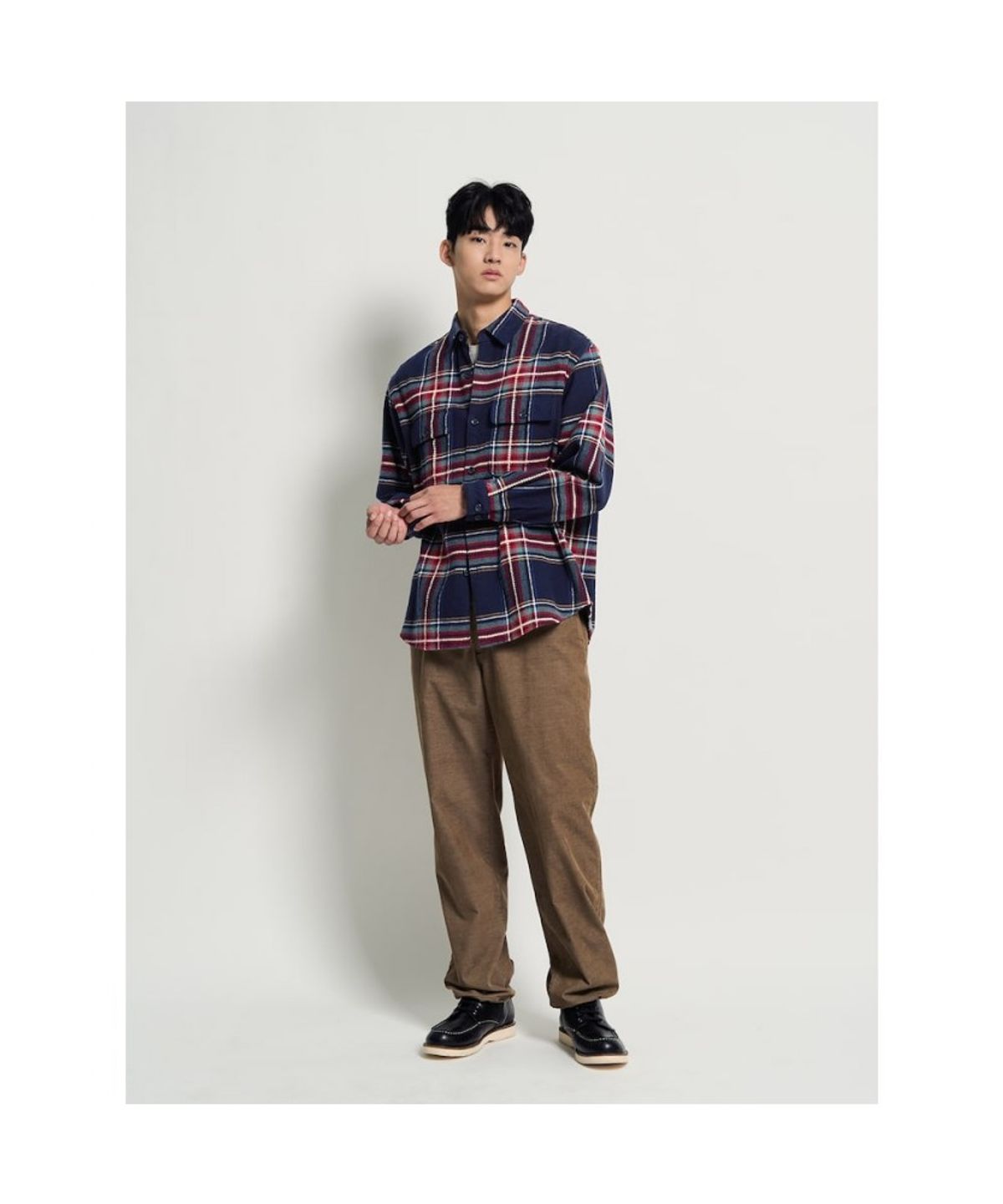빈폴 멘(BEANPOLE MEN) 크리스마스 체크 아우터형 셔츠  네이비