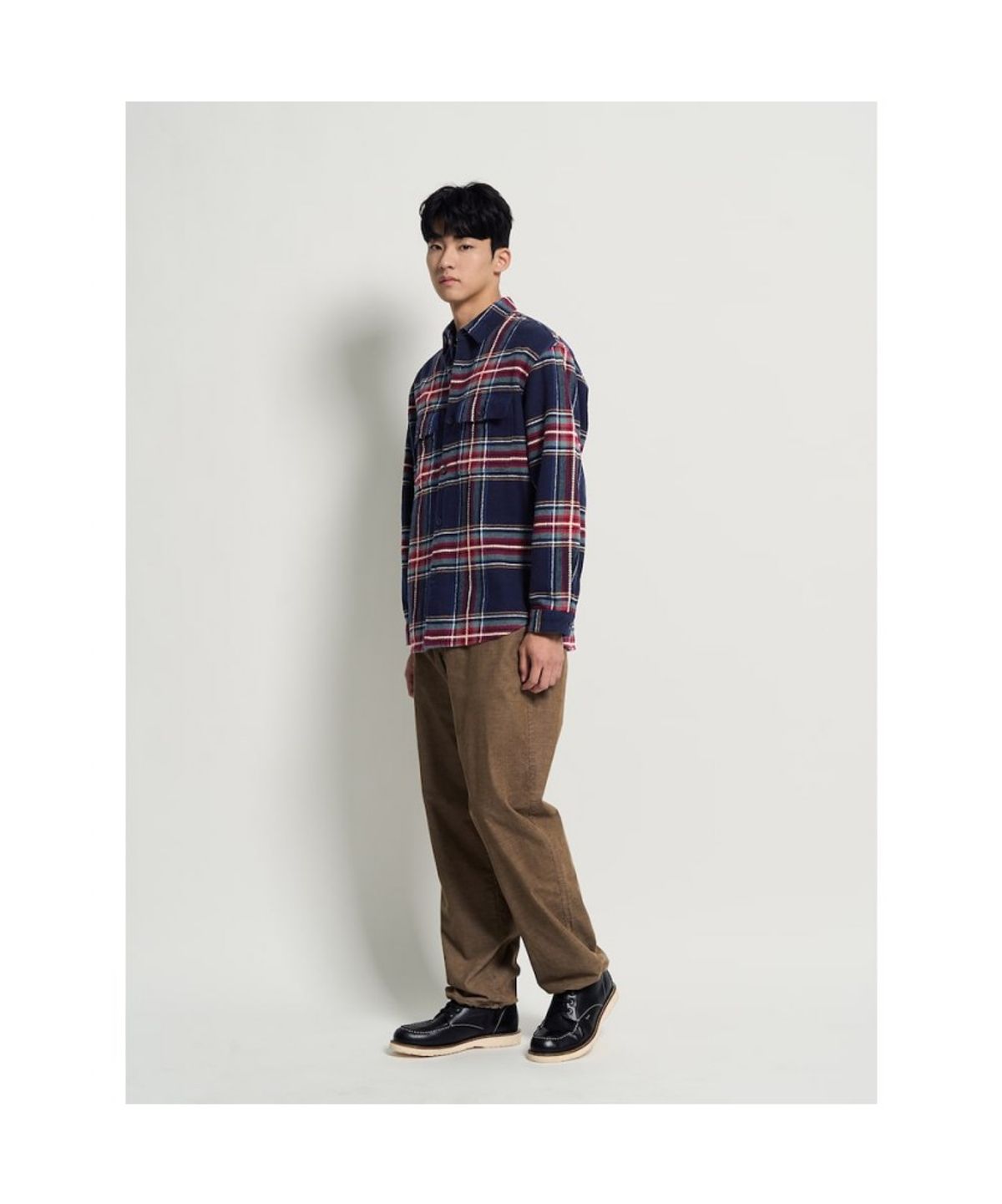 빈폴 멘(BEANPOLE MEN) 크리스마스 체크 아우터형 셔츠  네이비