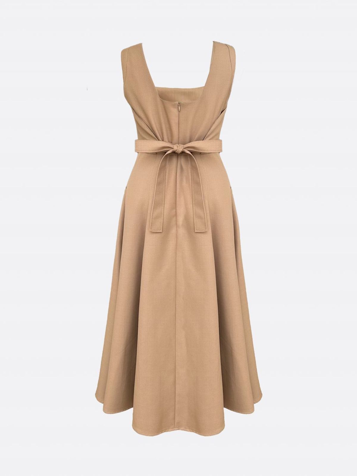 엘시 아일랜드(ELCY ISLAND) Odette Square Neck Wool Blended A-line Dress (BEIGE)